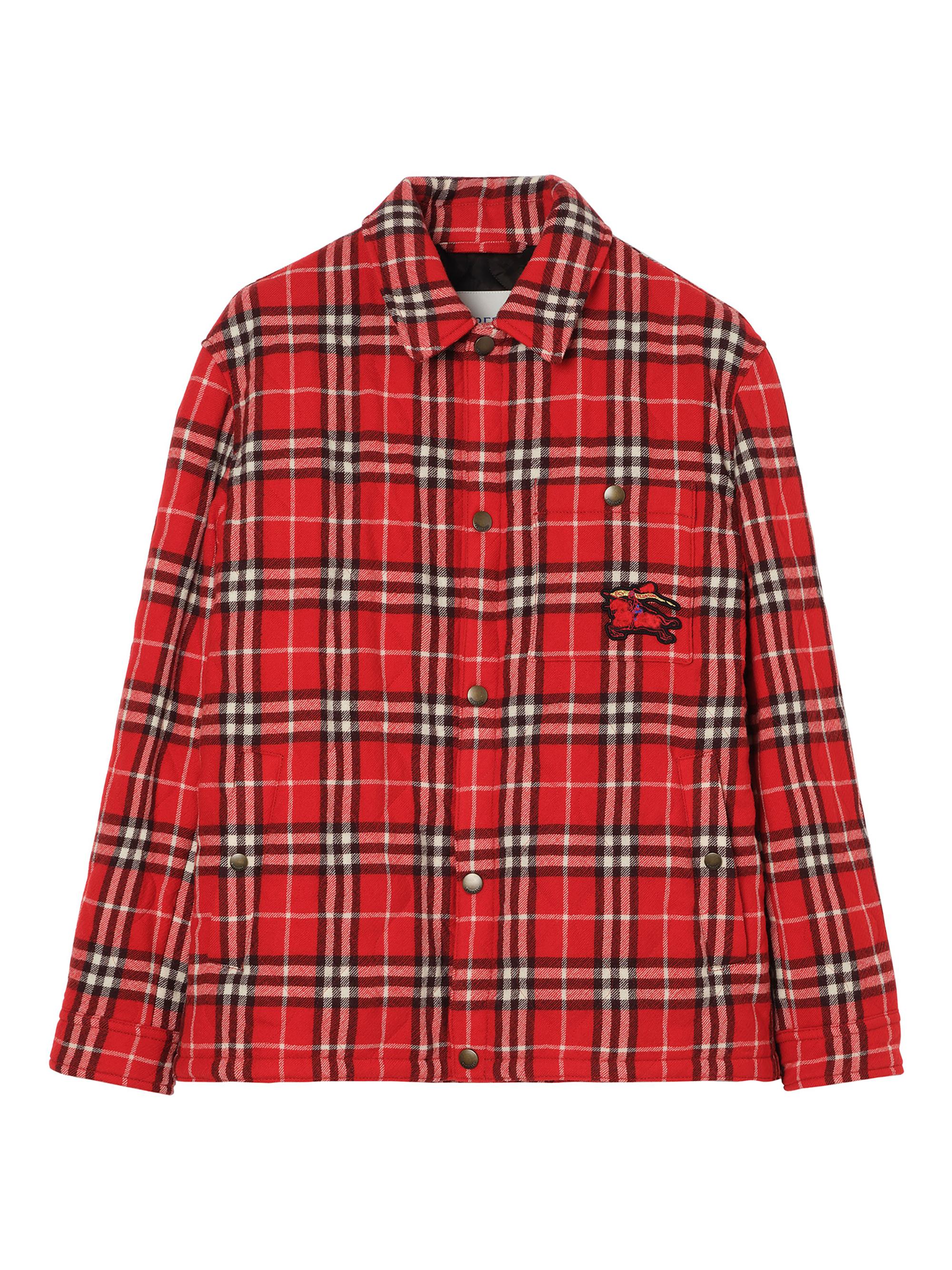 Burberry Men's Syleham Check Wool Flannel Jacket - Crayon Red Ip Check