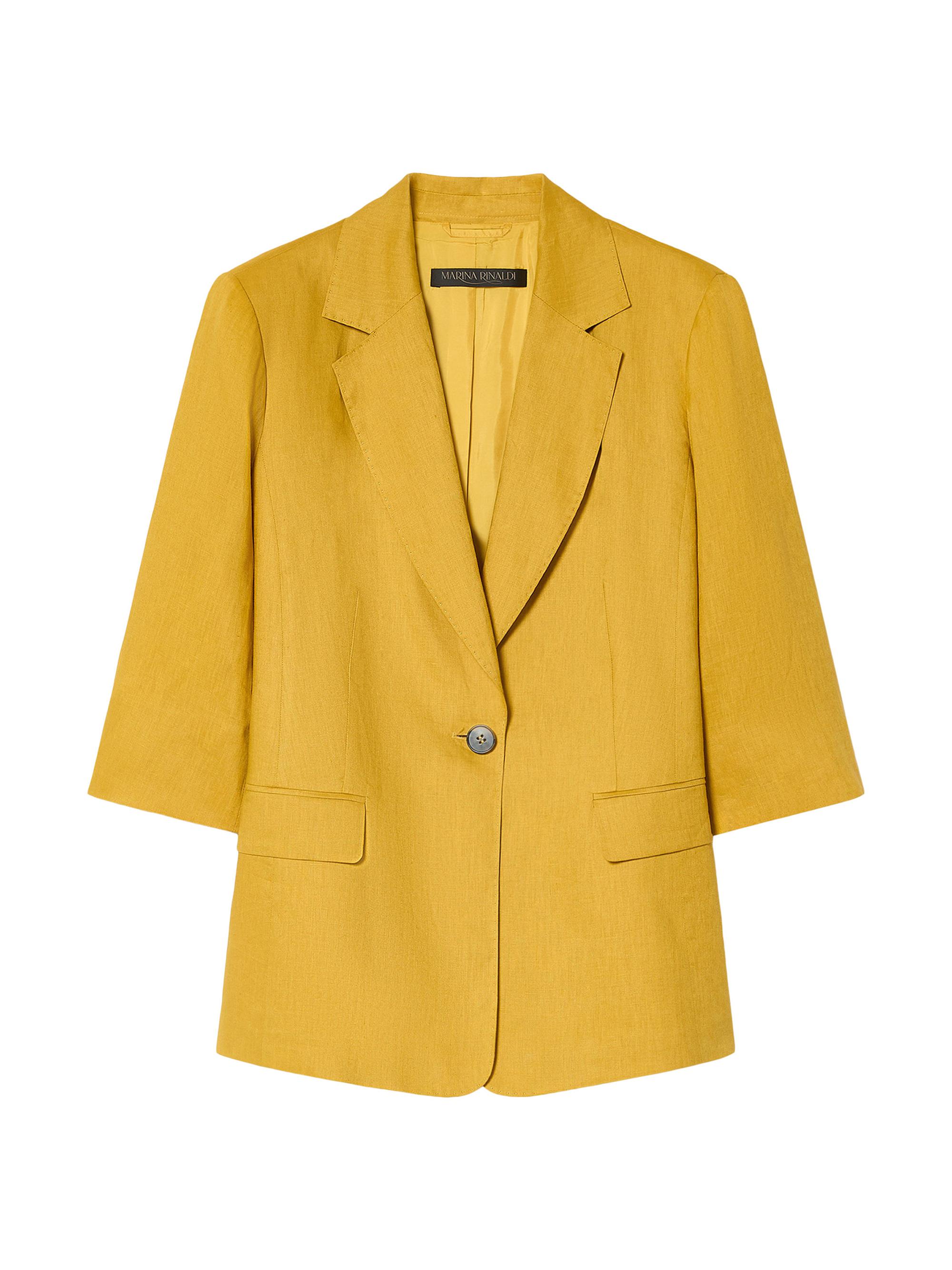 Marina Rinaldi Women's Linen Canvas Blazer - Honey | Thumbnail 5