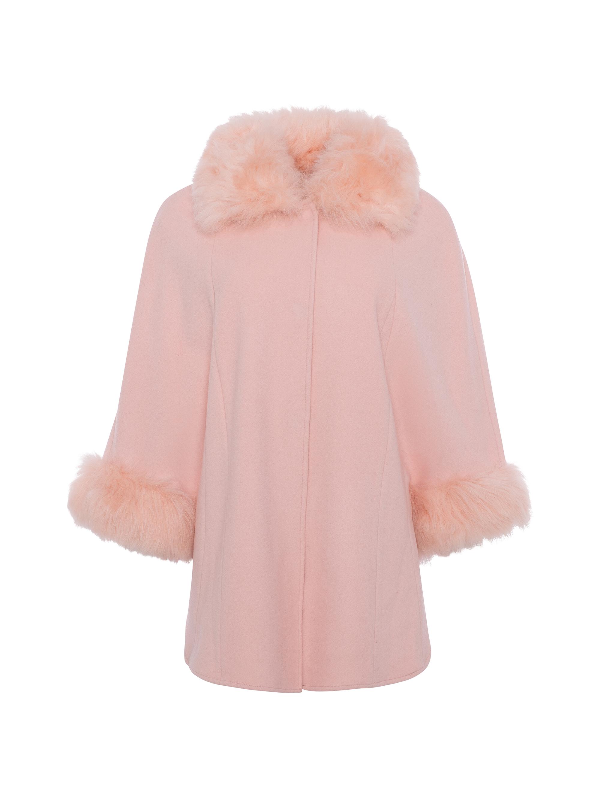 open lace back dress Light pink long sleeve faux fur bolero faux fur jacket faux fur coat f   ALEX BRIDAL