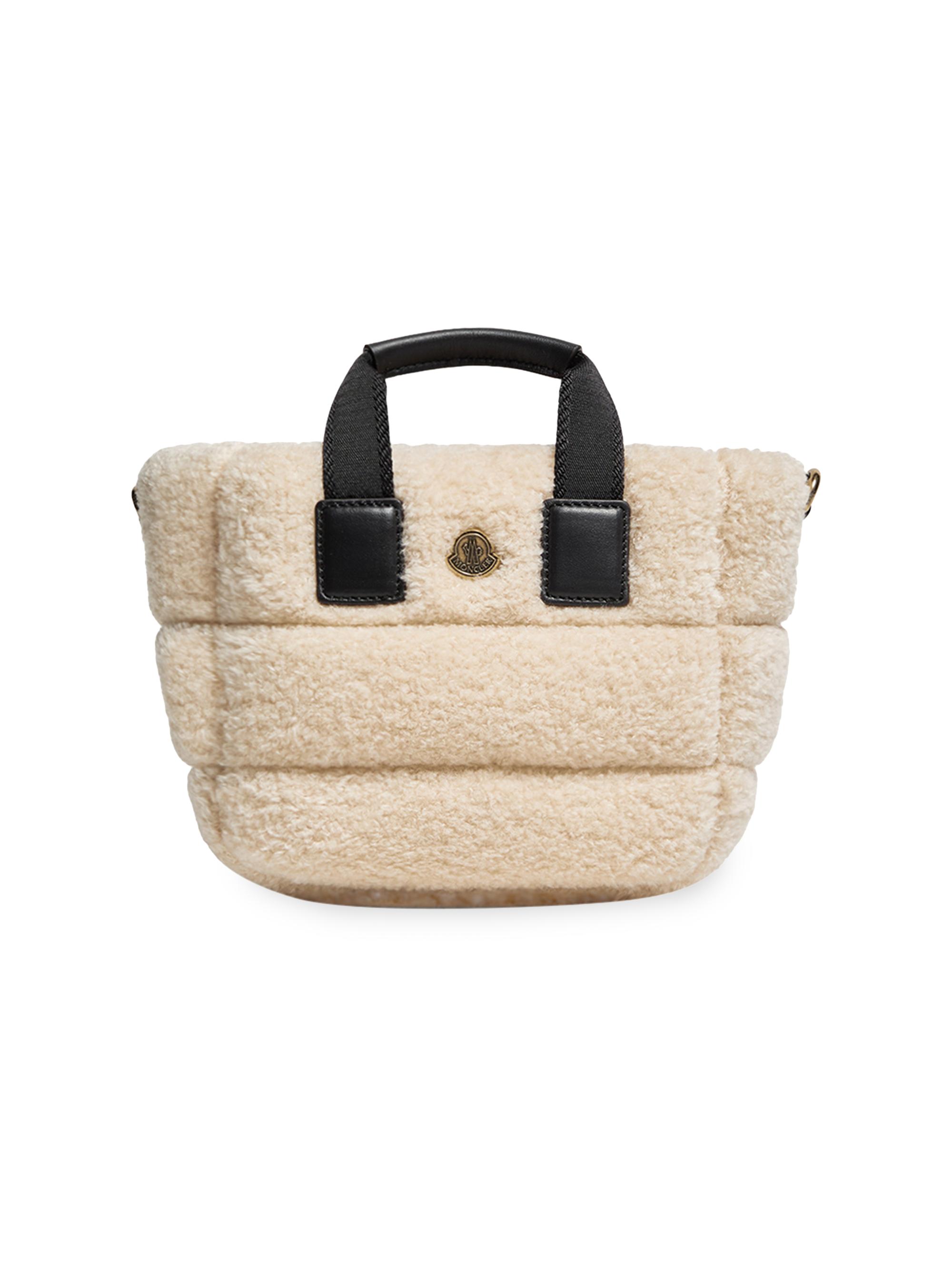 Moncler Women's Micro Caradoc Top Handle Bag in Teddy - White