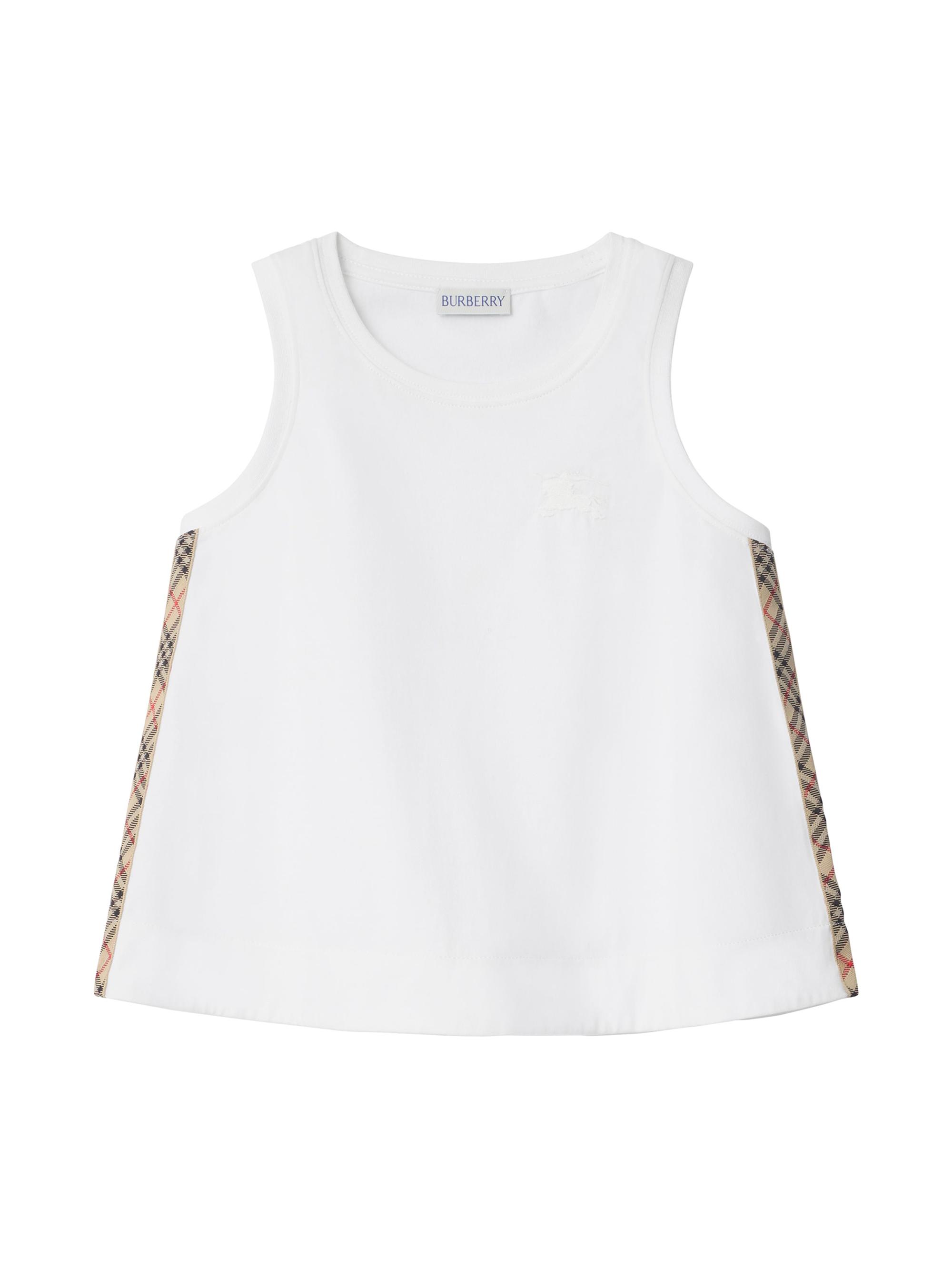 Burberry Little Girl's & Girl's Check-Trimmed Sleeveless Top - White