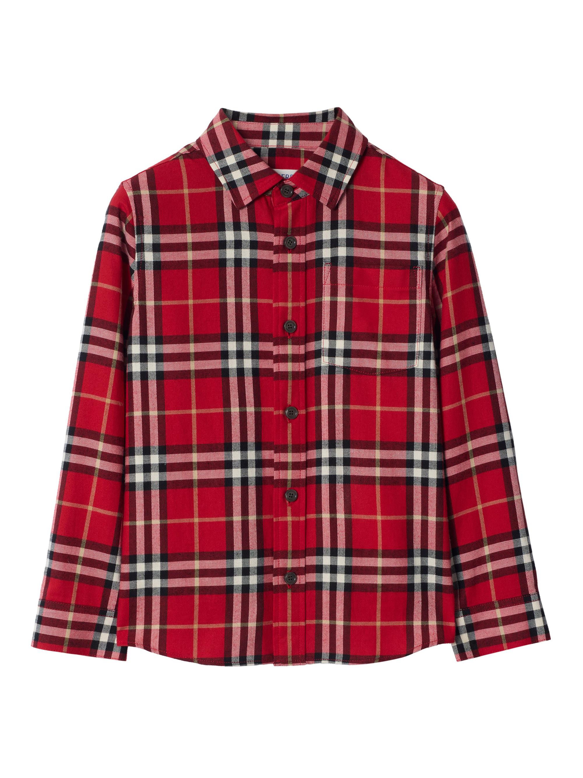 Burberry Little Boy's & Boy's Owen Check Flannel Button-Front Shirt - Poppy
