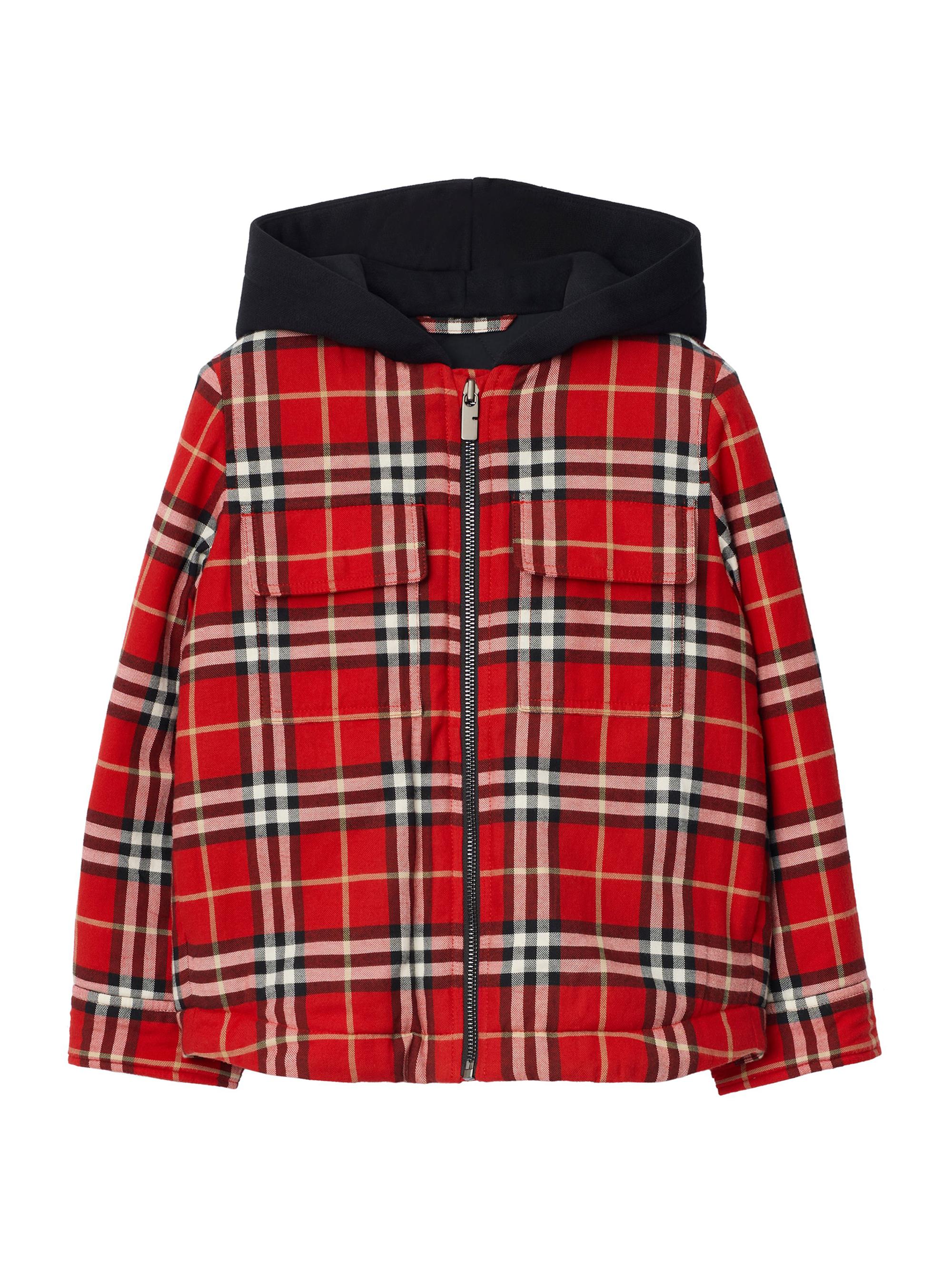 Burberry Little Boy's & Boy's Check Cotton Hooded Jacket - Poppy