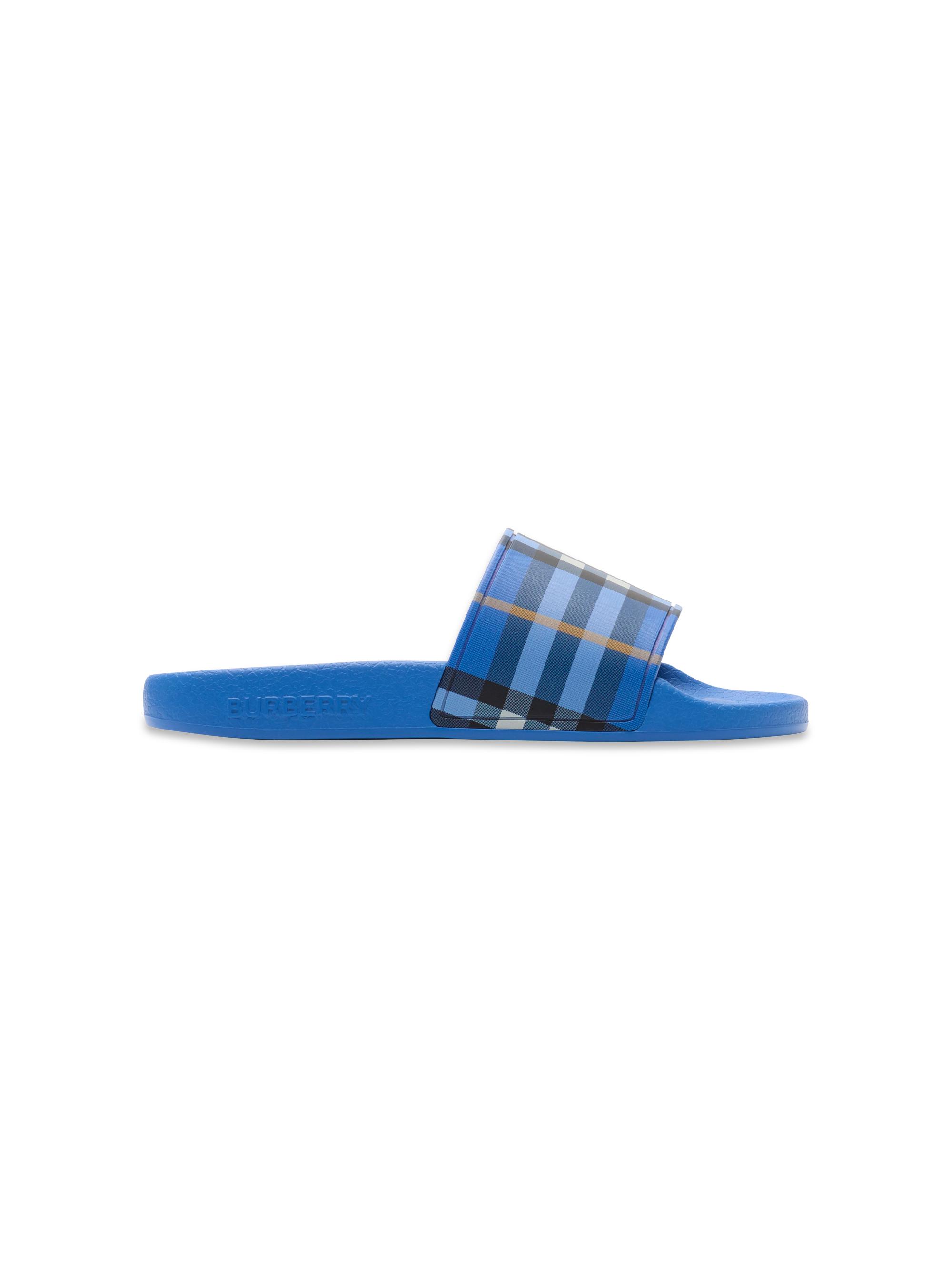 Burberry Boy's Furley Check Pool Slides - Hyacinth Blue 10 (Toddler)