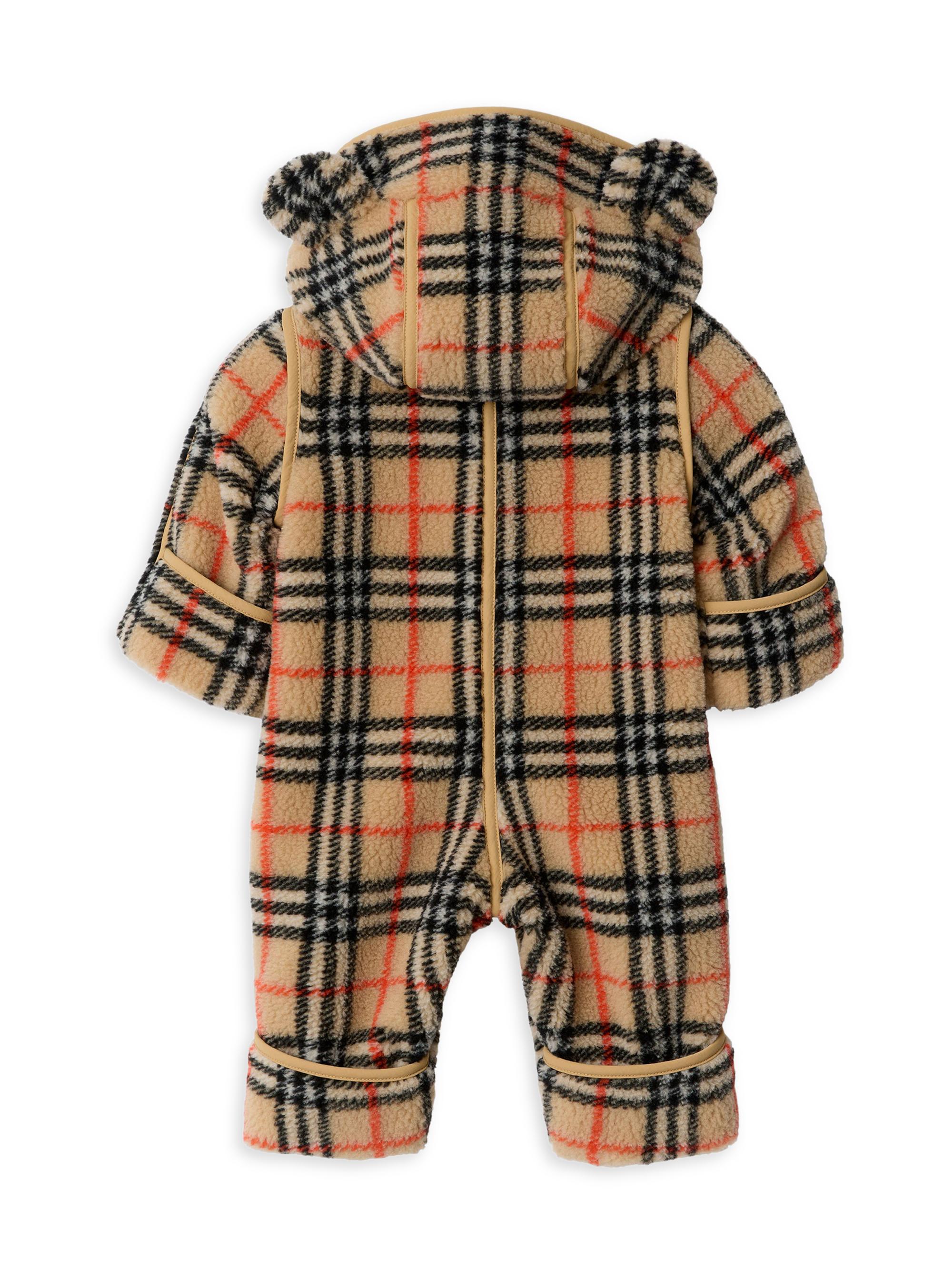 Burberry Baby's Madison Check Fleece Hooded Jumpsuit | Saks Fifth