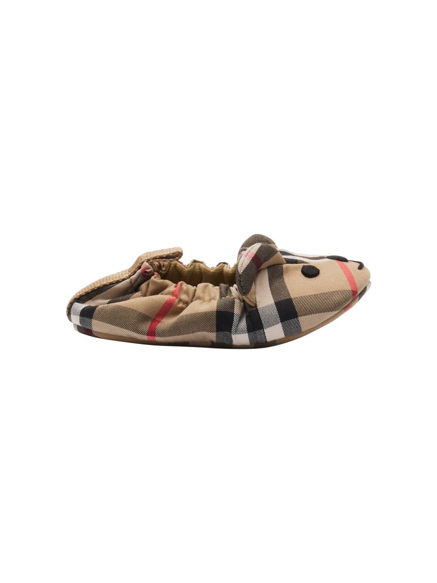 Burberry Baby Girl's Marlow Thomas Bear Check Cotton Booties In Sand