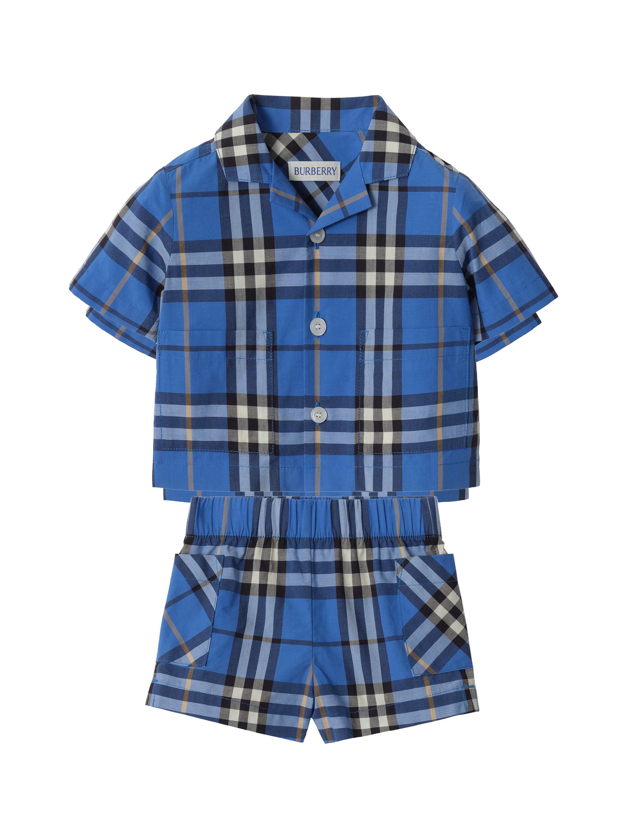 Burberry Baby Boy's Check Short-Sleeve Shirt & Short Sets - Hyacinth Blue 12 Months