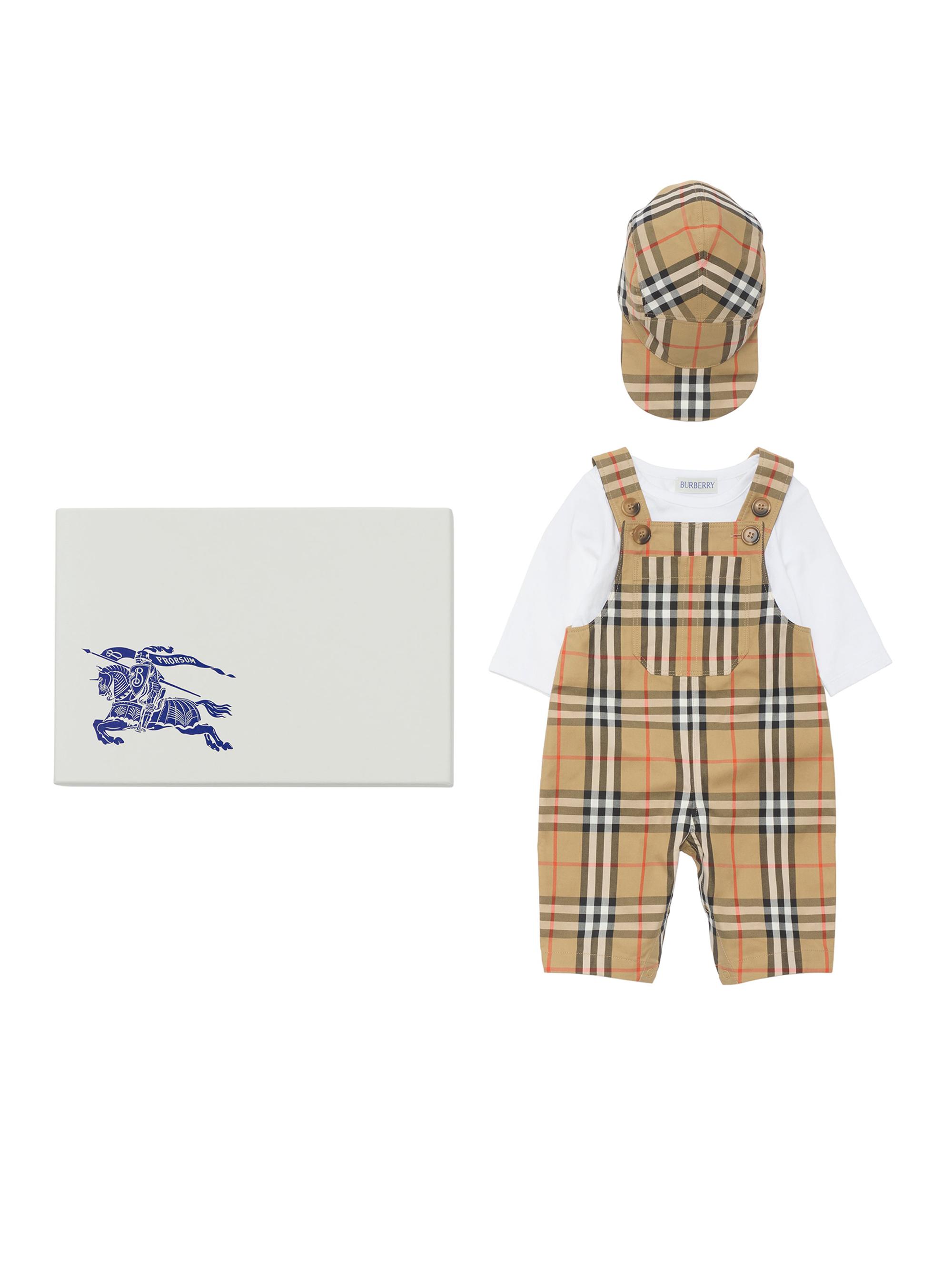 Burberry Baby Boy's Logo Bodysuit, Overalls & Hat Gift Set | Saks