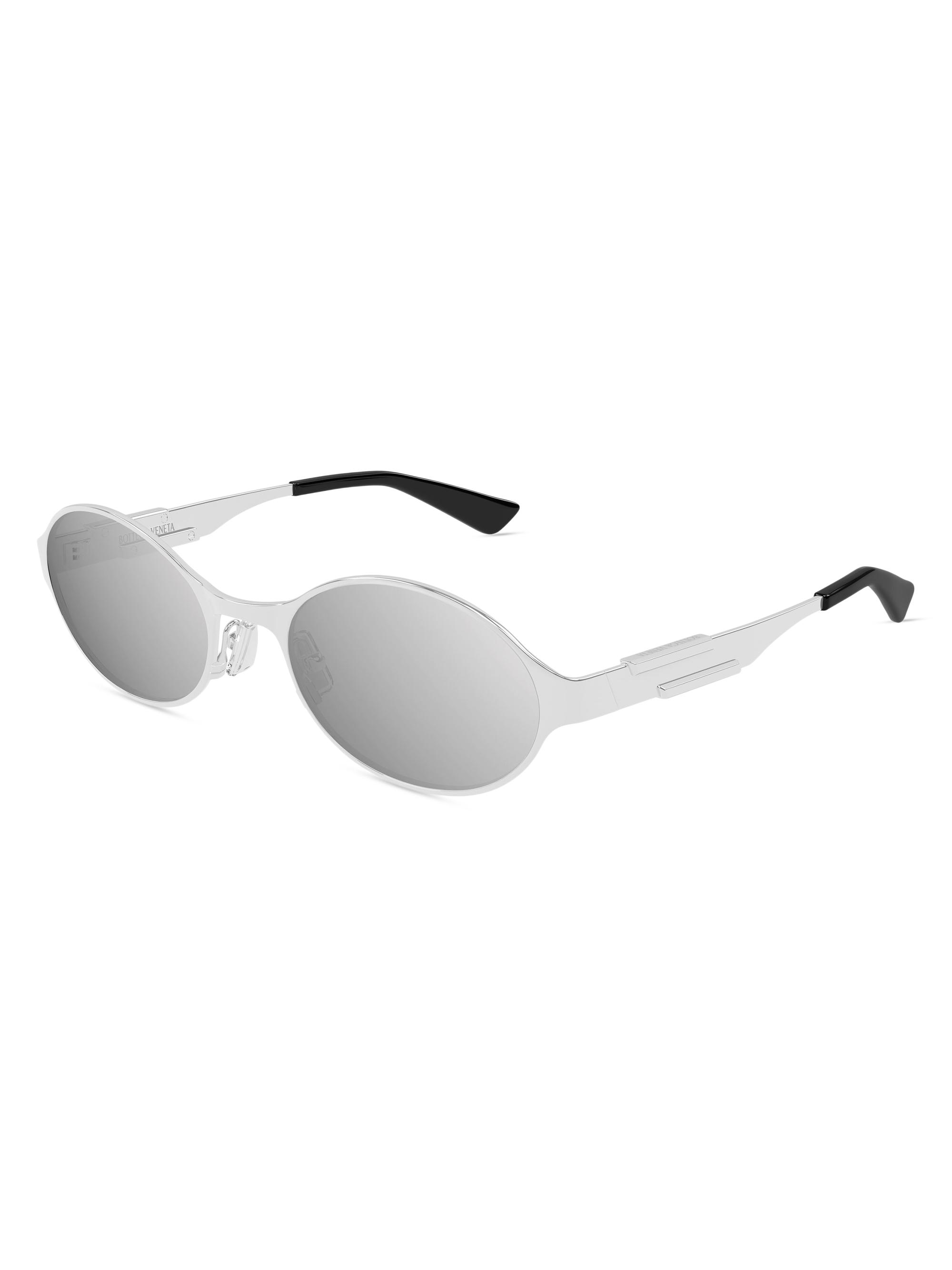 Bottega Veneta Women's Dash Ribbon Metal 55MM Oval Sunglasses - Silver Grey