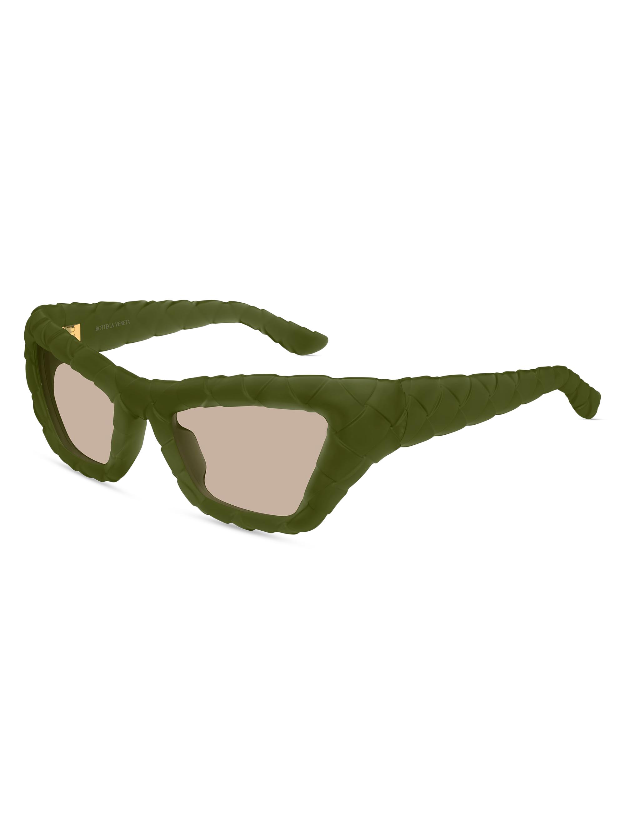 Bottega Veneta Women's Intrecciato 3D Cat-Eye Sunglasses - Green