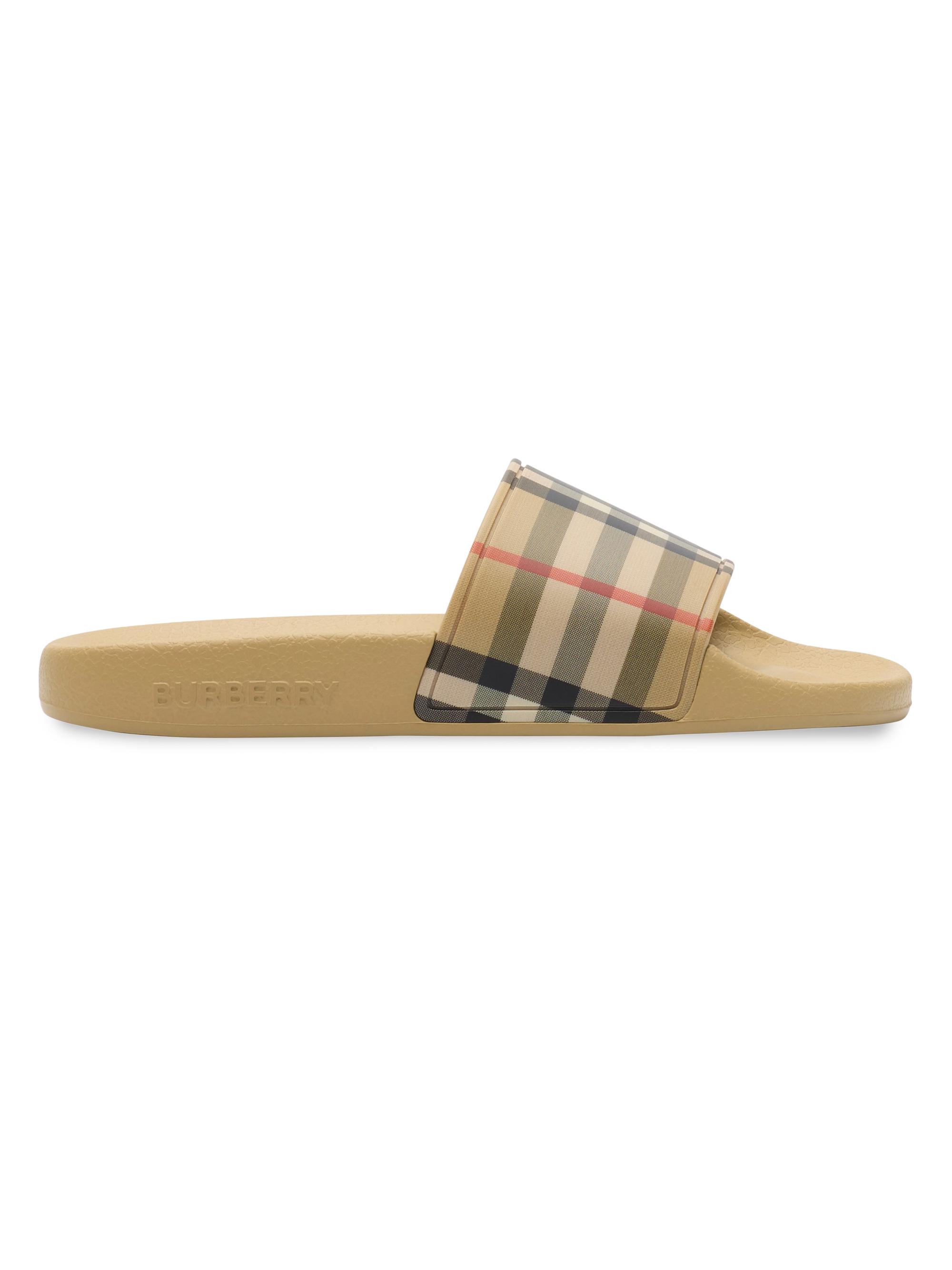 Burberry Kid's Check Pool Slides - Sand 3.5 (Child)