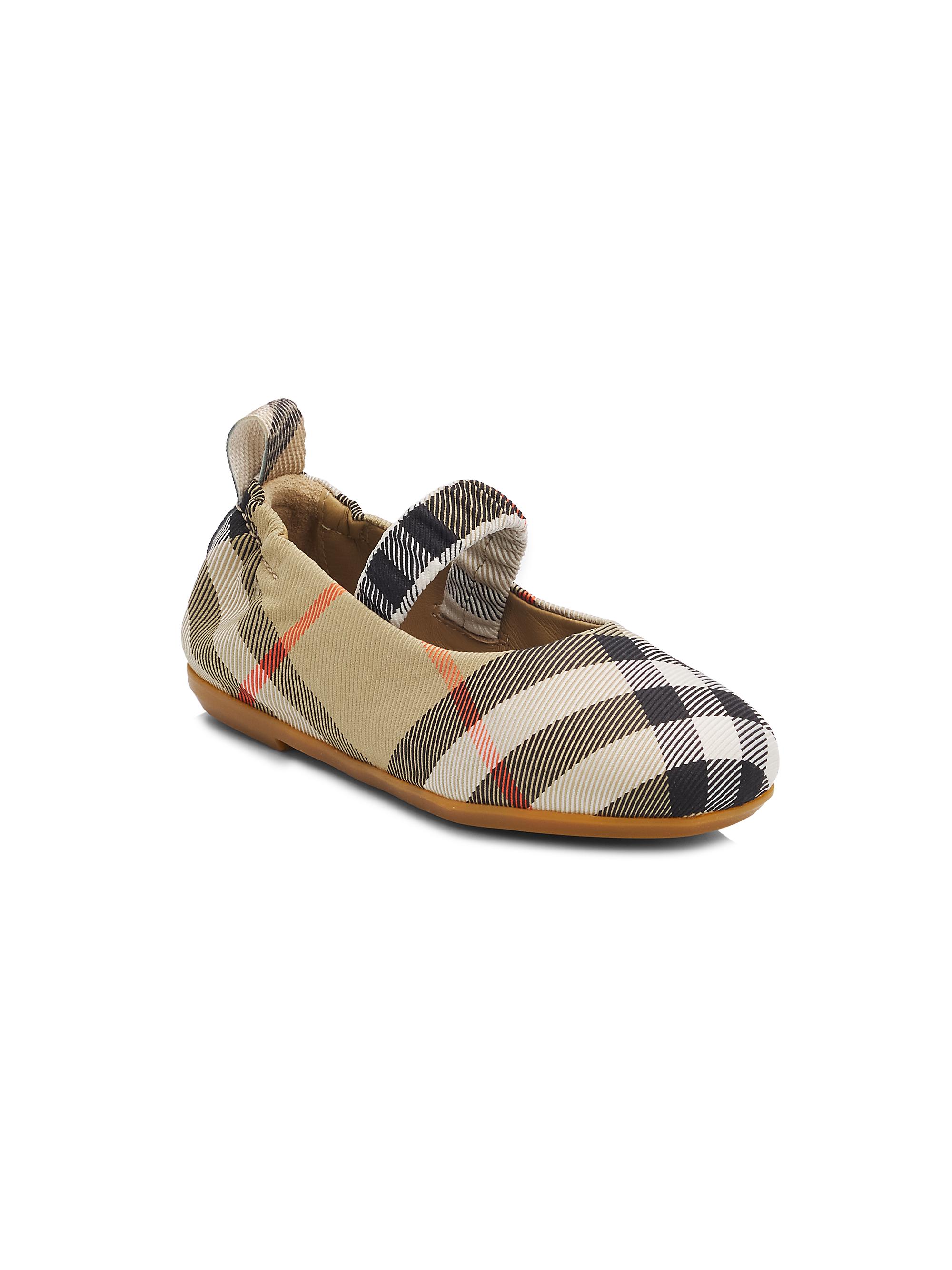 Burberry Girl's Chaterley Check Mary Jane Flats - Sand Ip Check 9.5 (Toddler)