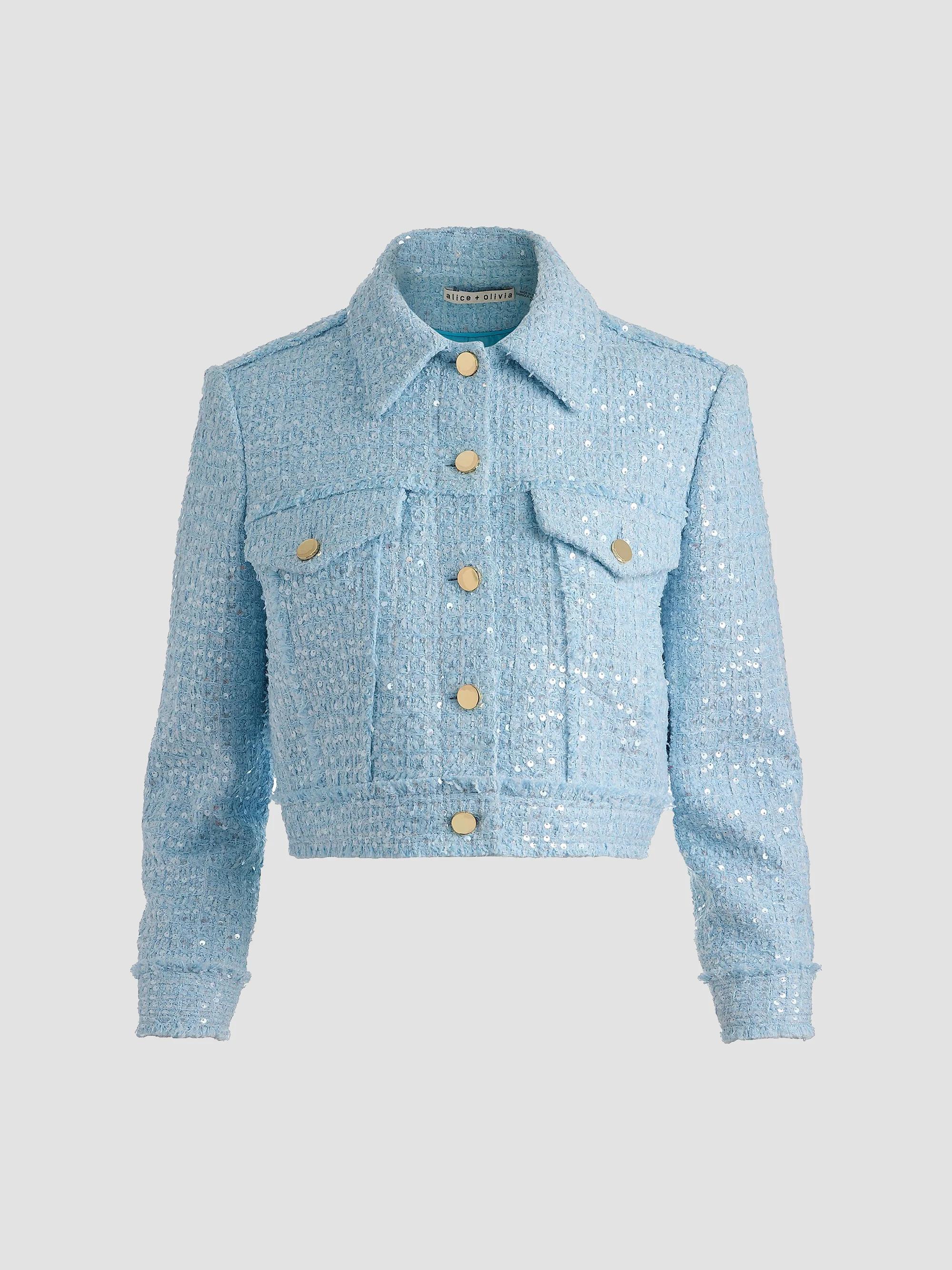 ジャケット・アウター CROPPED HEADS SOUVENIR JACKET ALICE + OLIVIA Chloe Sequined Tweed Crop Jacket | Saks Fifth Avenue