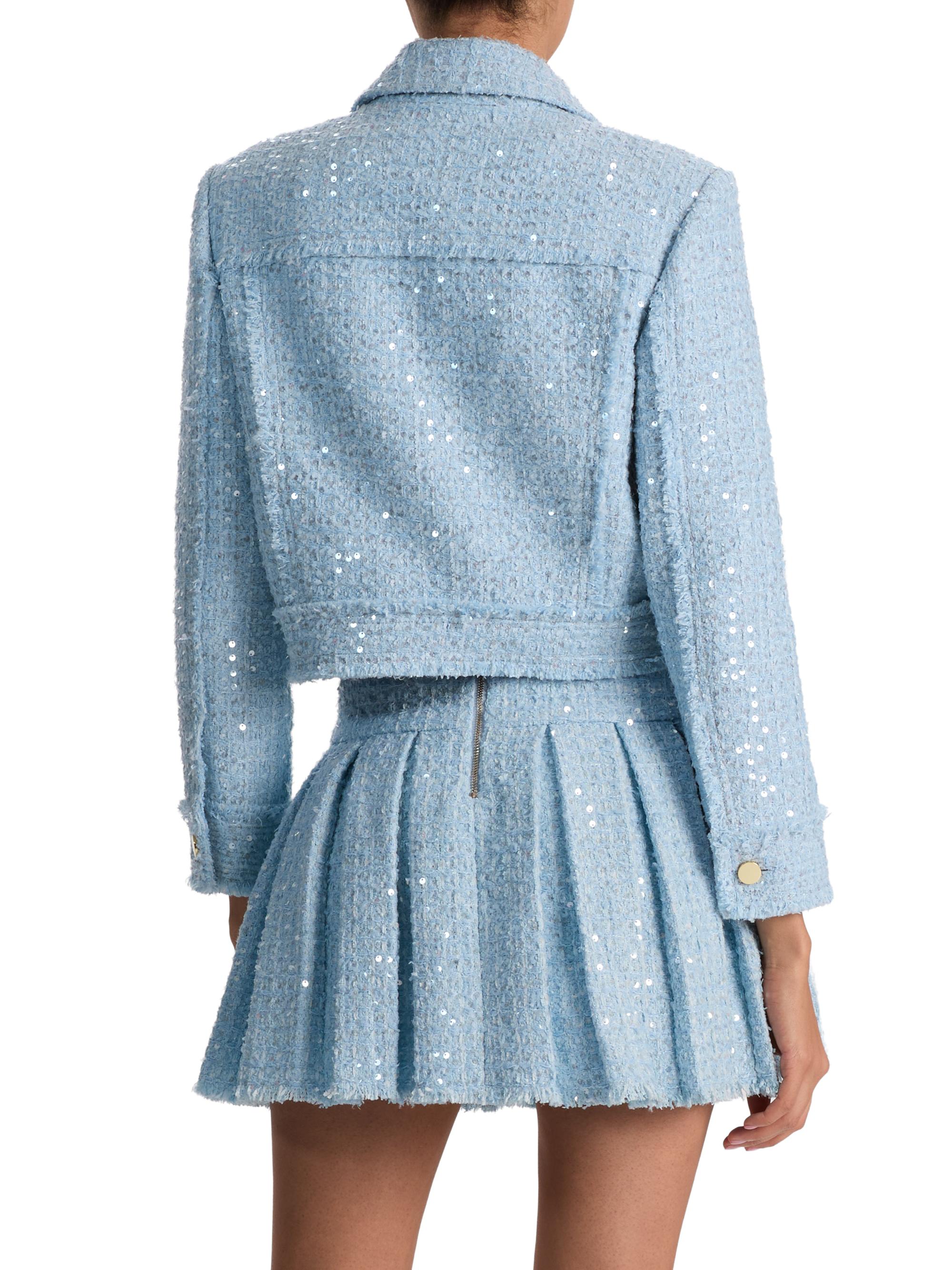 ALICE + OLIVIA Chloe Sequined Tweed Crop Jacket | Saks Fifth Avenue
