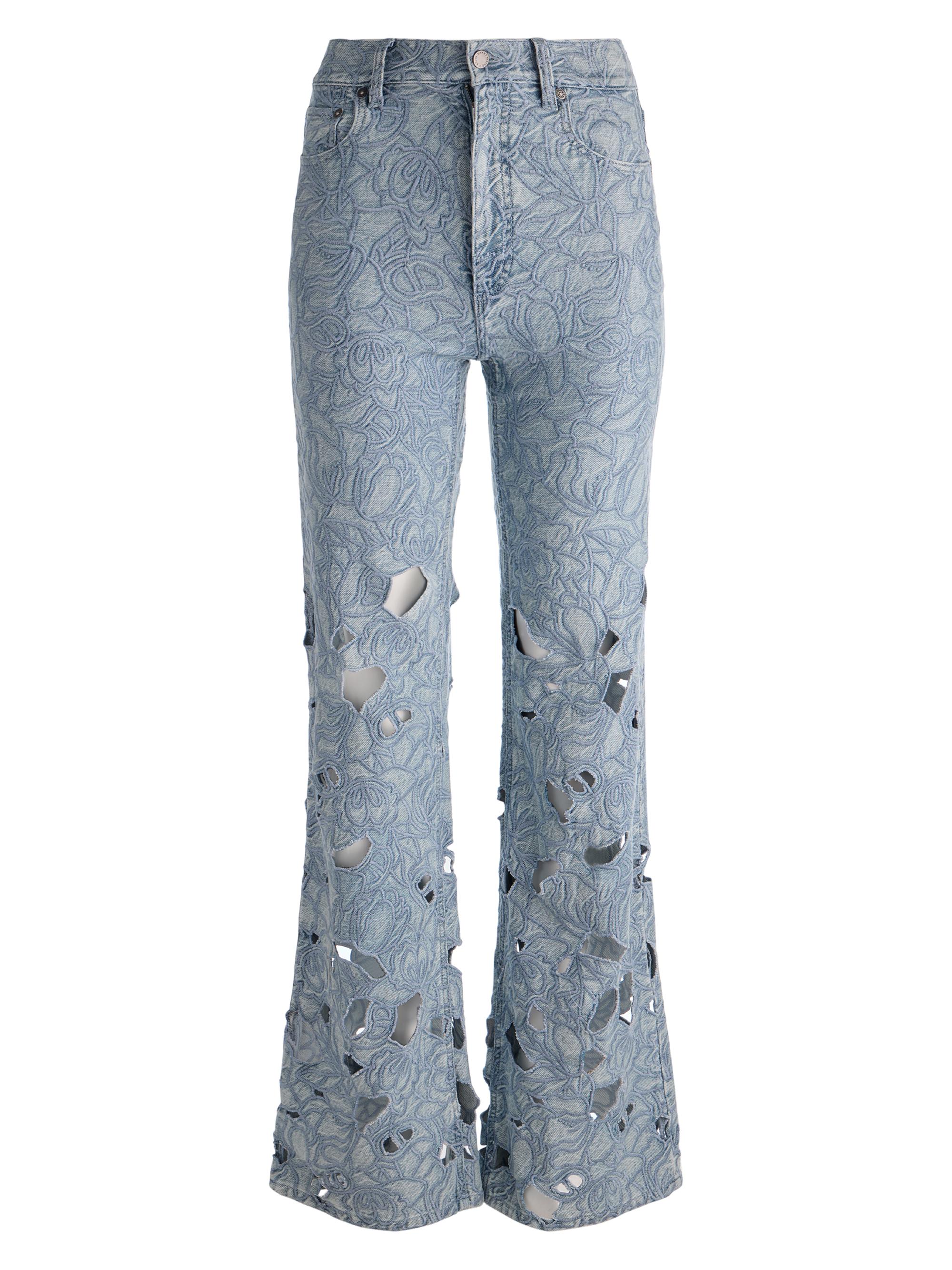 ALICE + OLIVIA Women's Chic High-Rise Embroidered Eyelet Jeans - Rockstar Blue