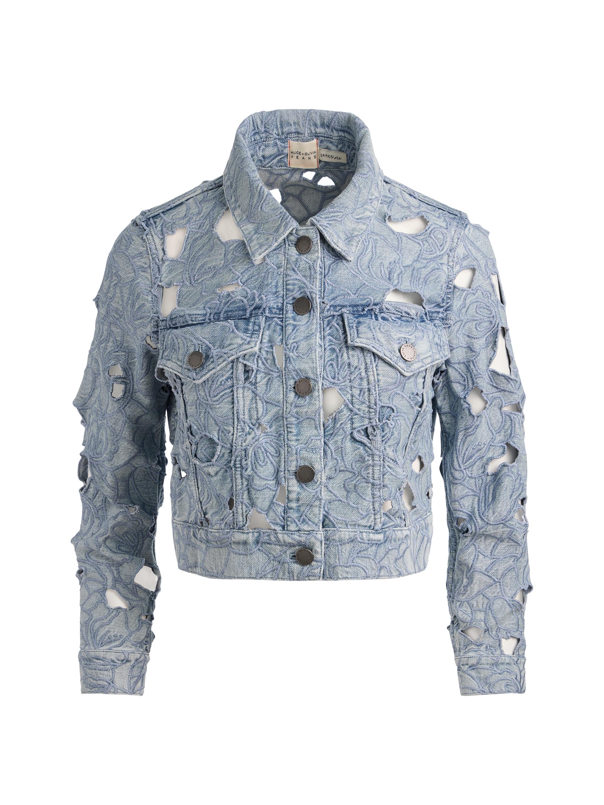 Alice + Olivia Jeff Heart Cut-Out Denim Jacket | Saks Fifth Avenue