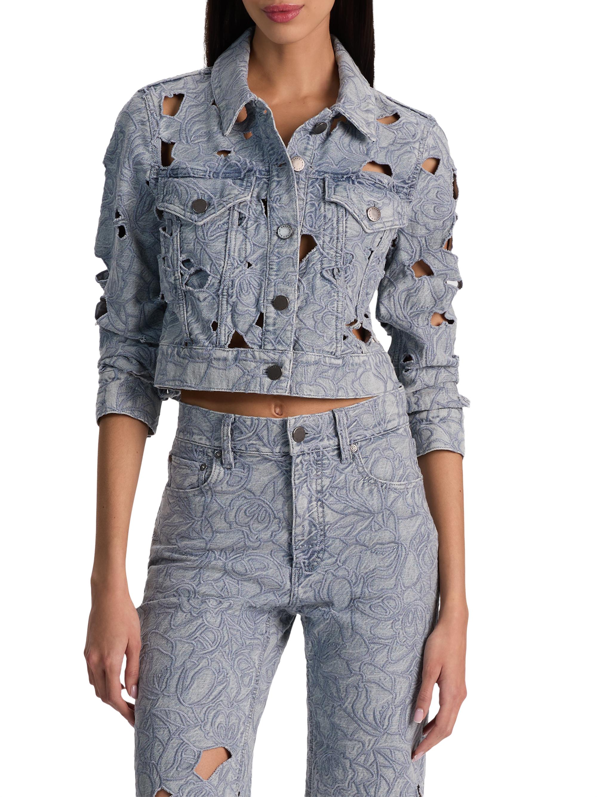 新品タグ付き☆CLORE+ Denim Shirt Jacket クロレHeve ALICE + OLIVIA Chloe Embroidered Eyelet Denim Jacket | Saks Fifth
