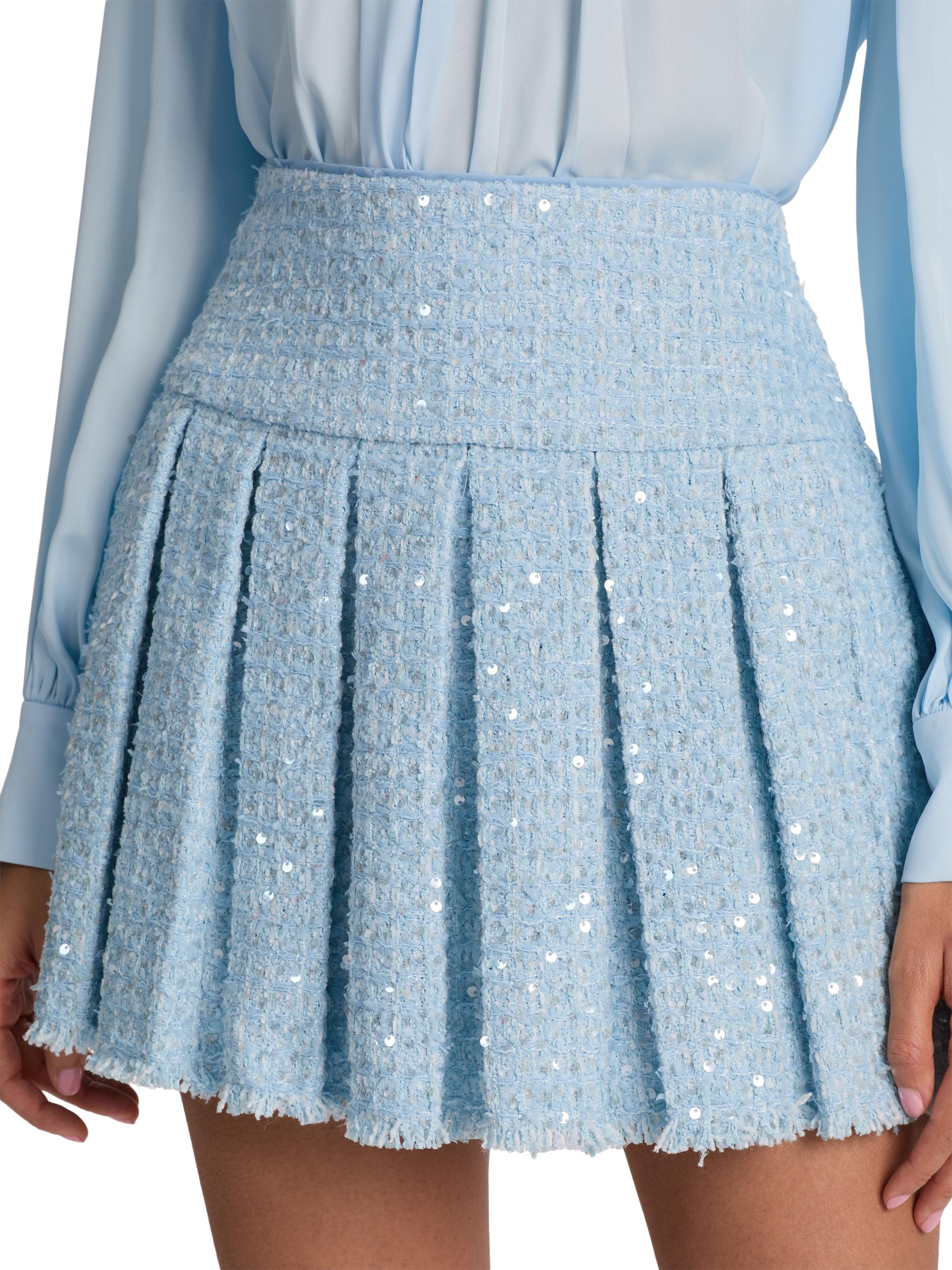 ALICE + OLIVIA Emilie Sequined Tweed Pleated Miniskirt | Saks
