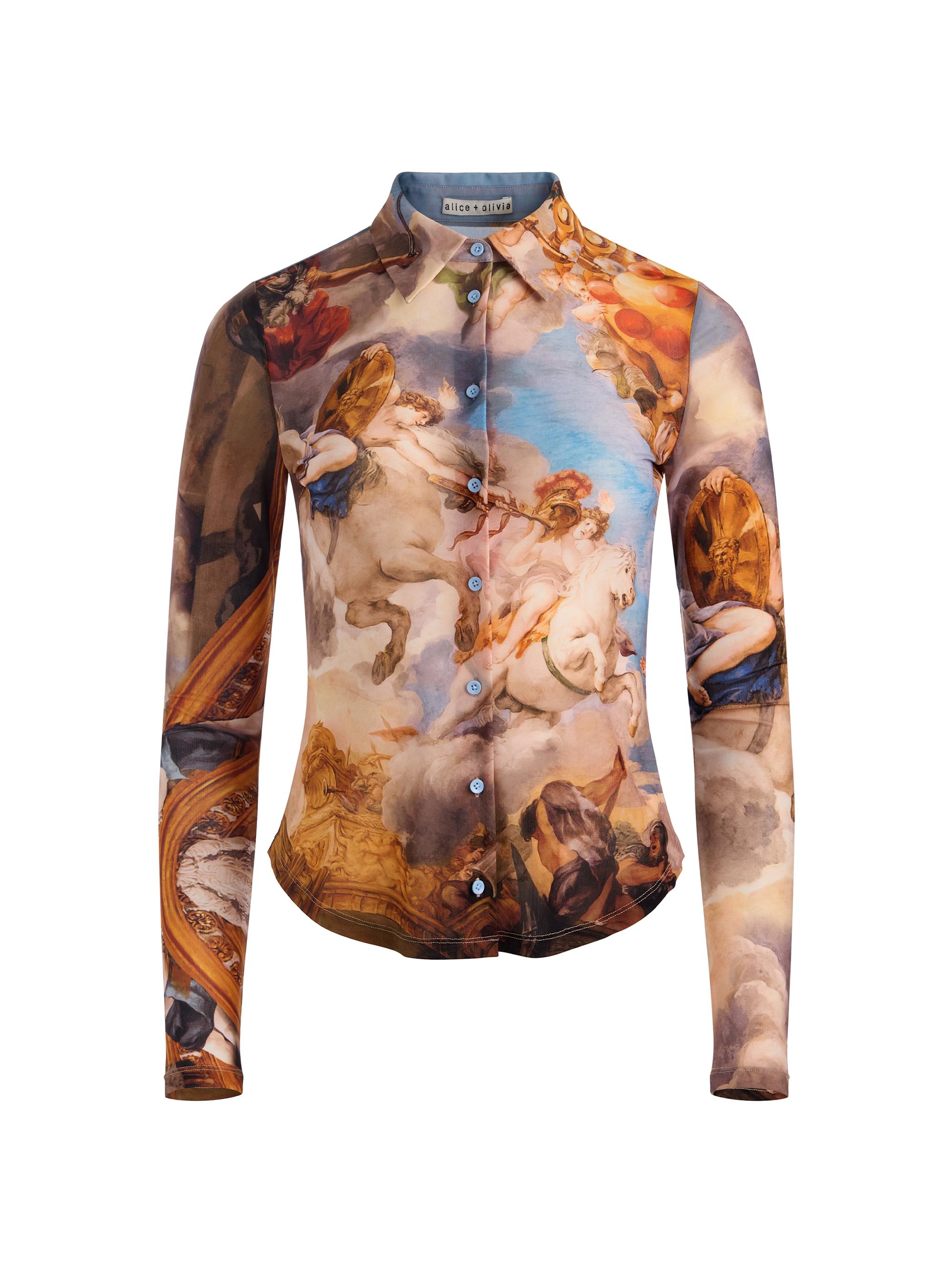 ALICE + OLIVIA Women's Jade Stretch-Nylon Mesh Shirt - Renaissance Fair