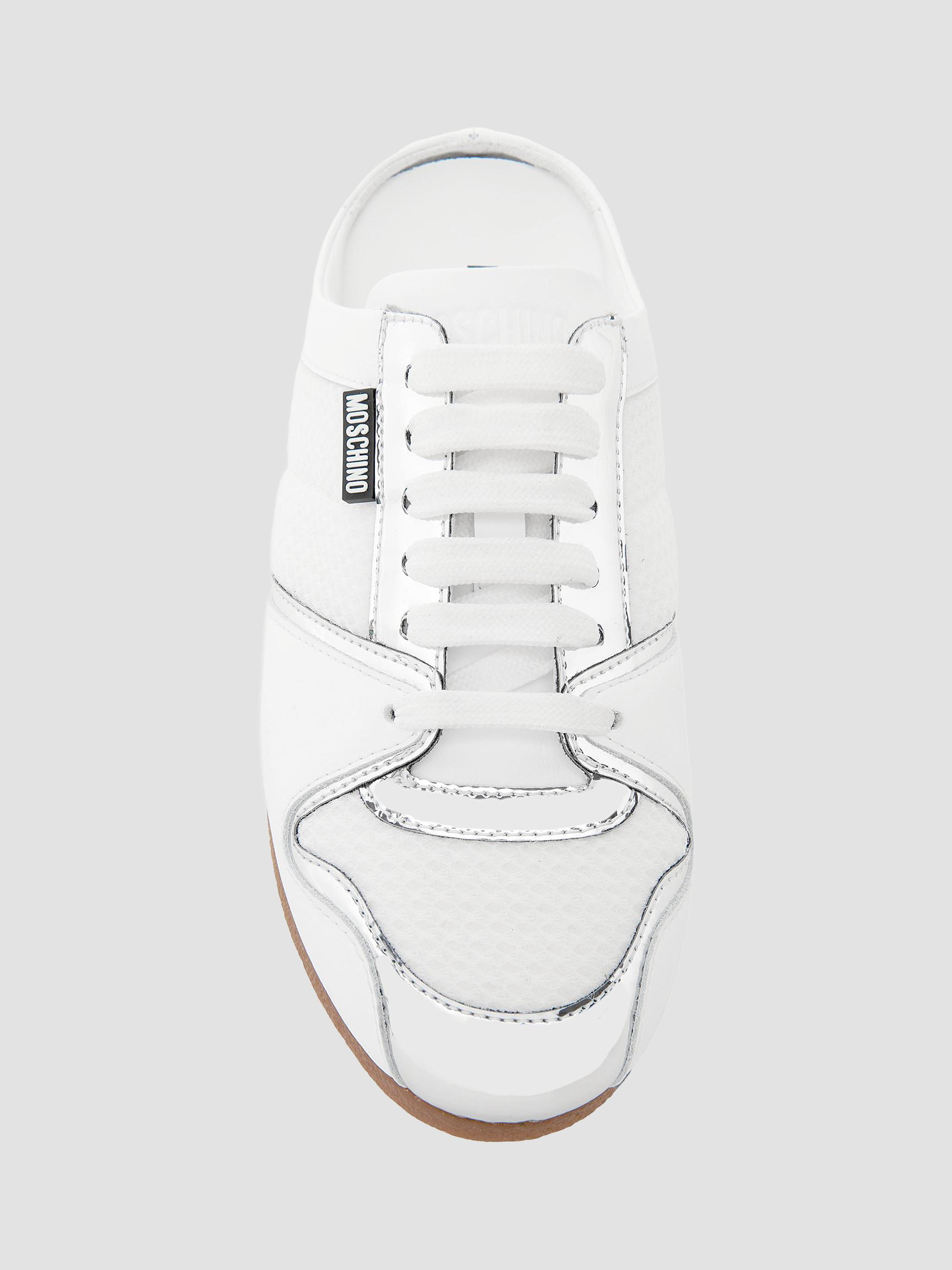 Moschino Logo Chrome Mesh-Leather Mules | Saks Fifth Avenue