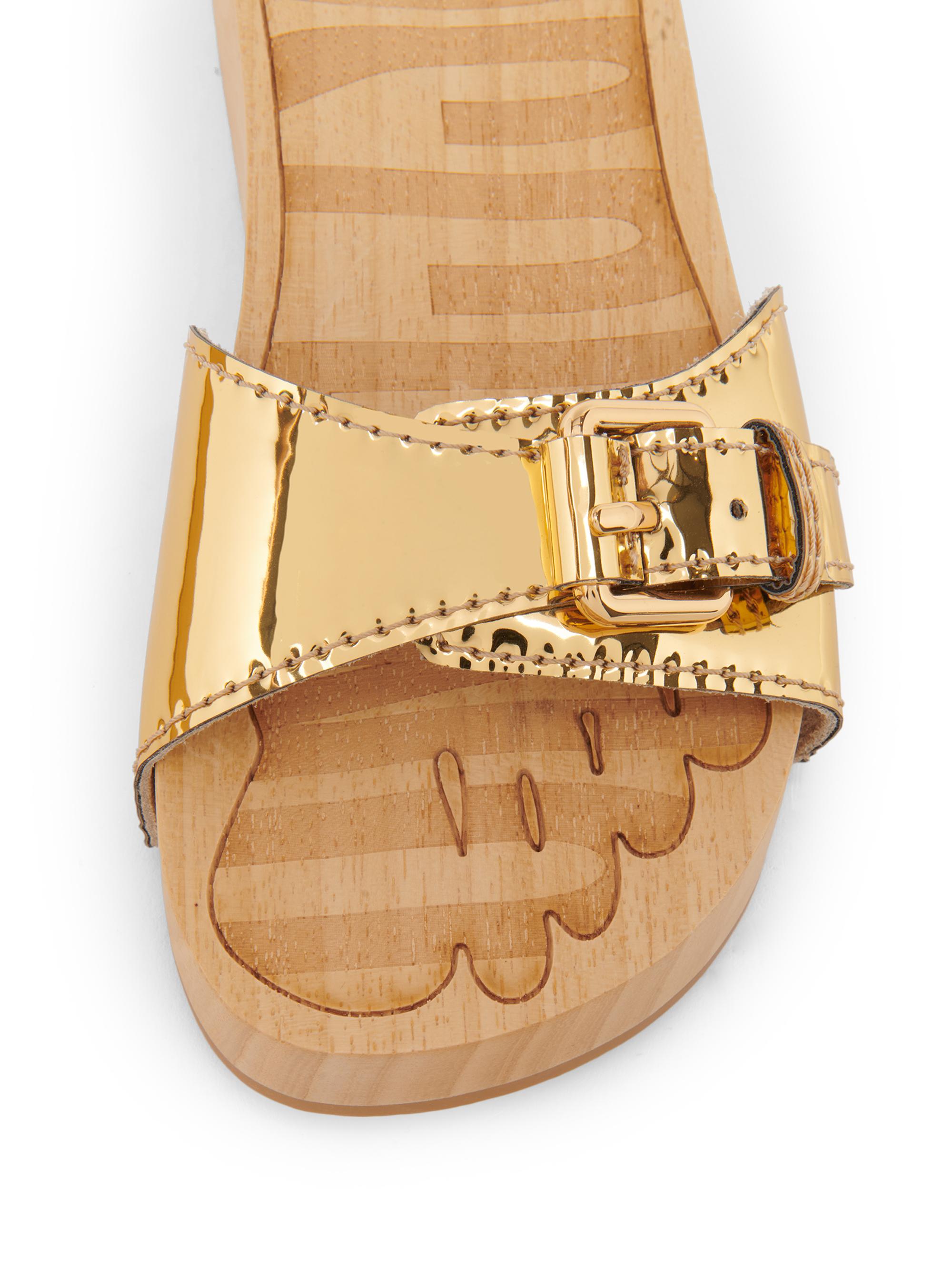 Moschino 45MM Logo & Buckle Chrome Mule Slides | Saks Fifth Avenue