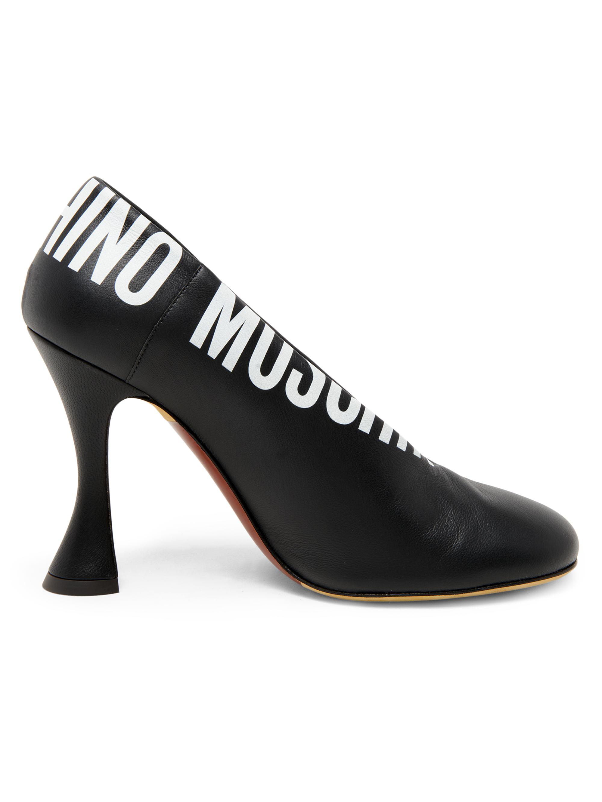 Moschino Women's Duck 100MM Logo Leather Pumps - Black White