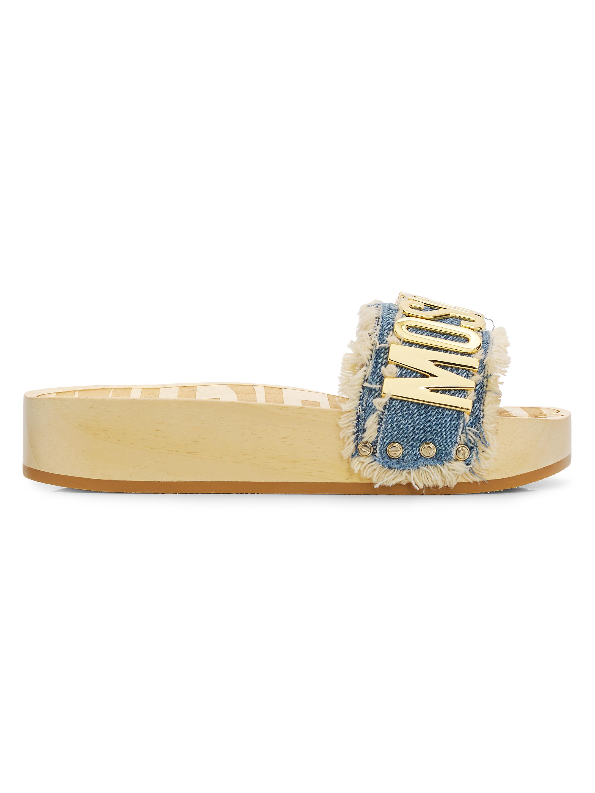 Moschino Women's Logo Denim Slide Sandals - Denim