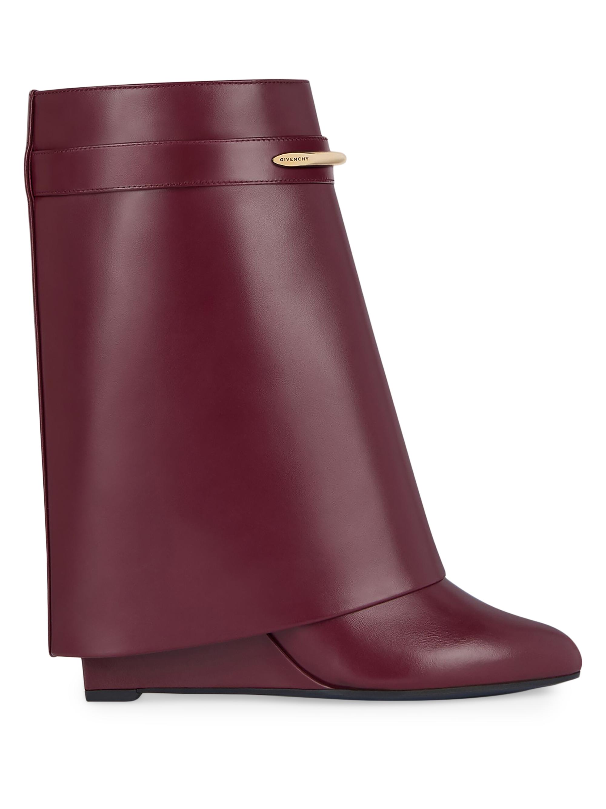 Givenchy Women's Shark Ankle Boots in Leather - Burgundy