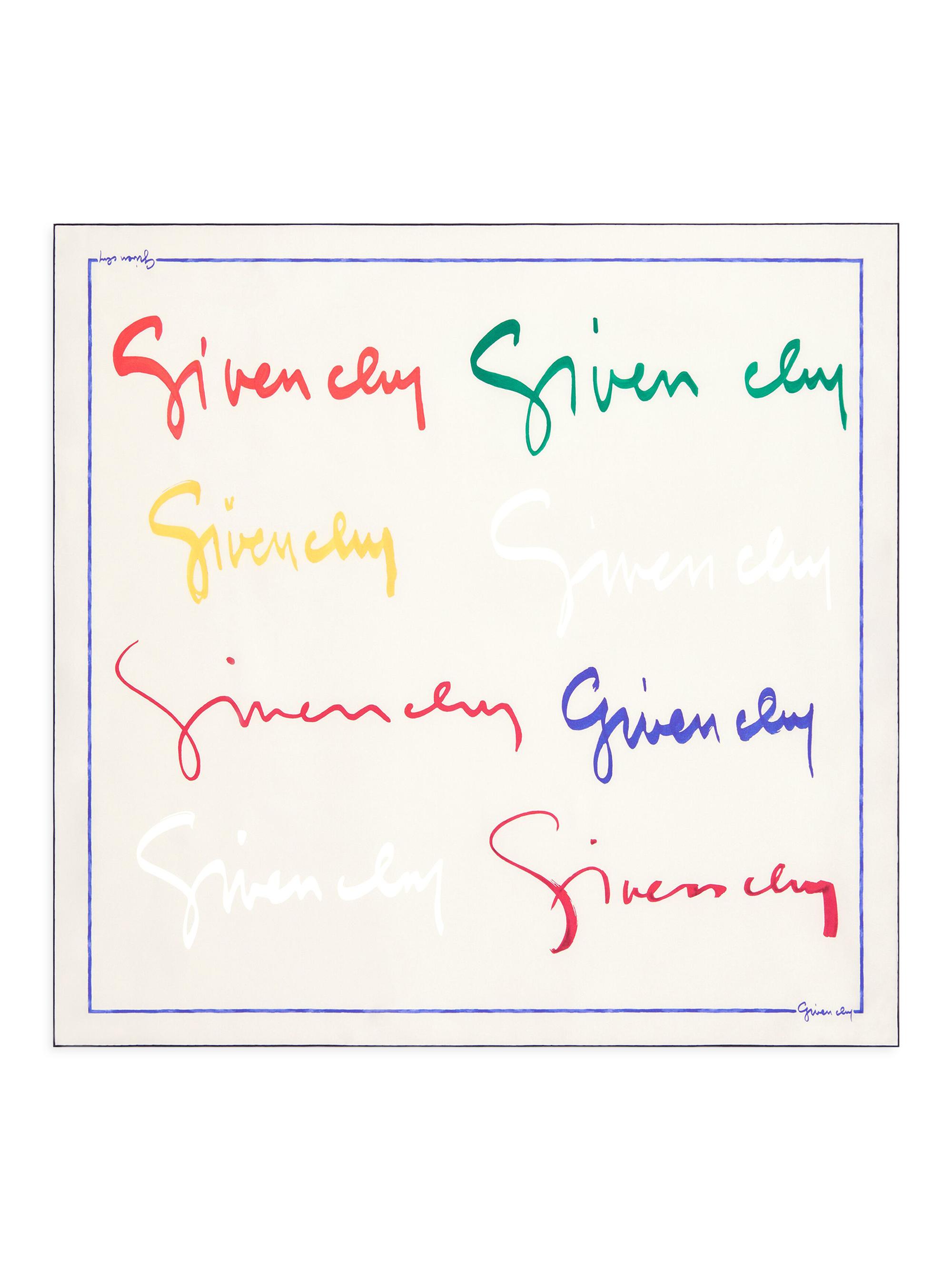 Givenchy Women's Square Scarf in Silk with Signature - Ecru