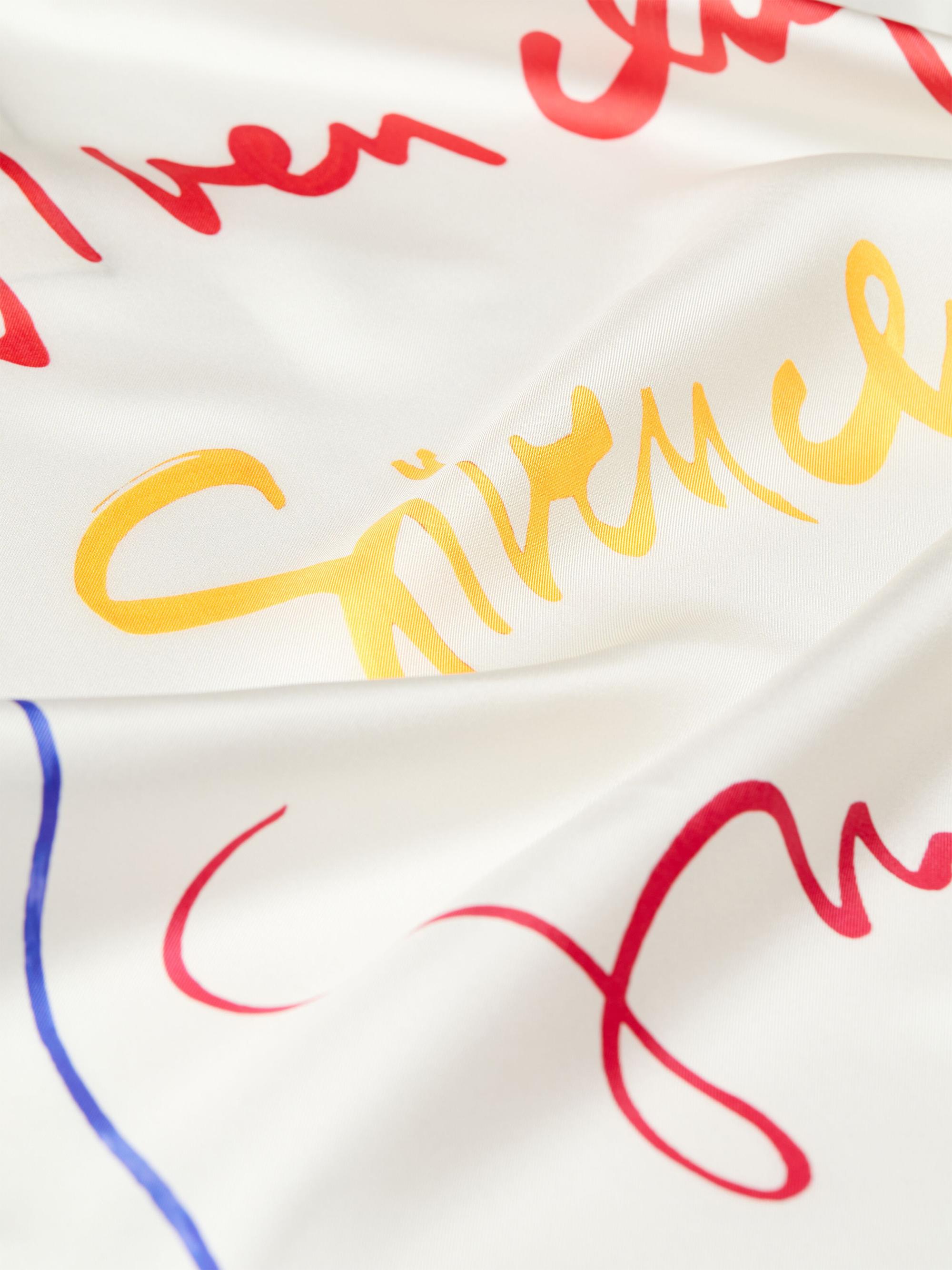 Givenchy Women's Square Scarf in Silk with Signature - Ecru | Thumbnail 2