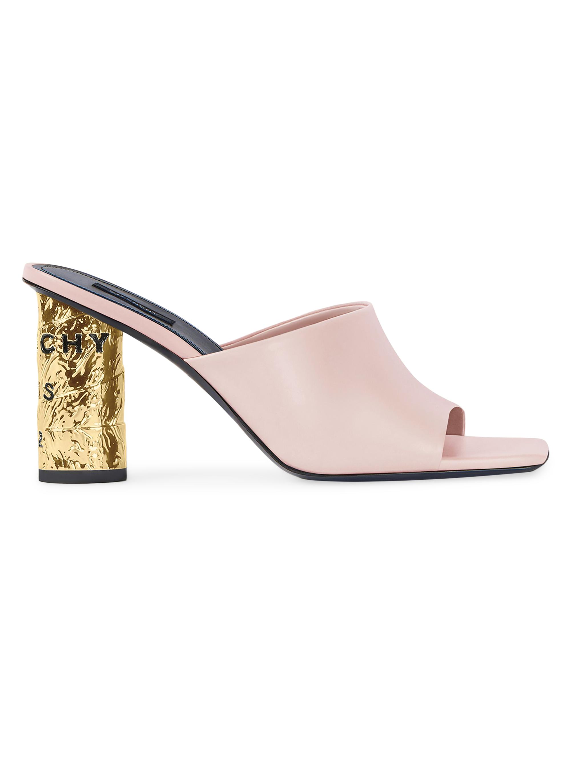 Givenchy Women's Tape Heeled Mules in Leather - Silk Pink
