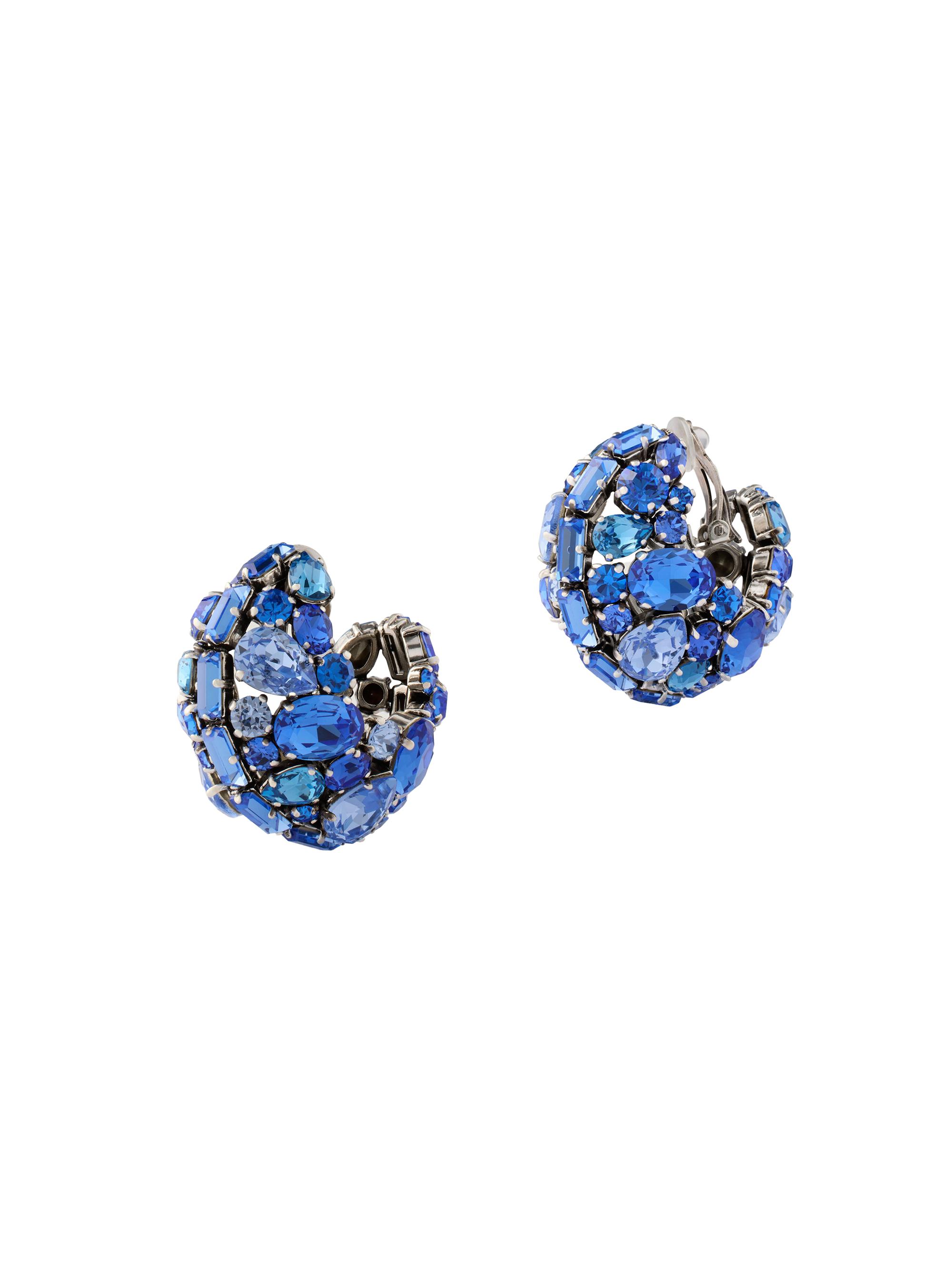 Givenchy Women's Bold Crystals Clip Earrings in Metal and Crystals - Blue Silvery