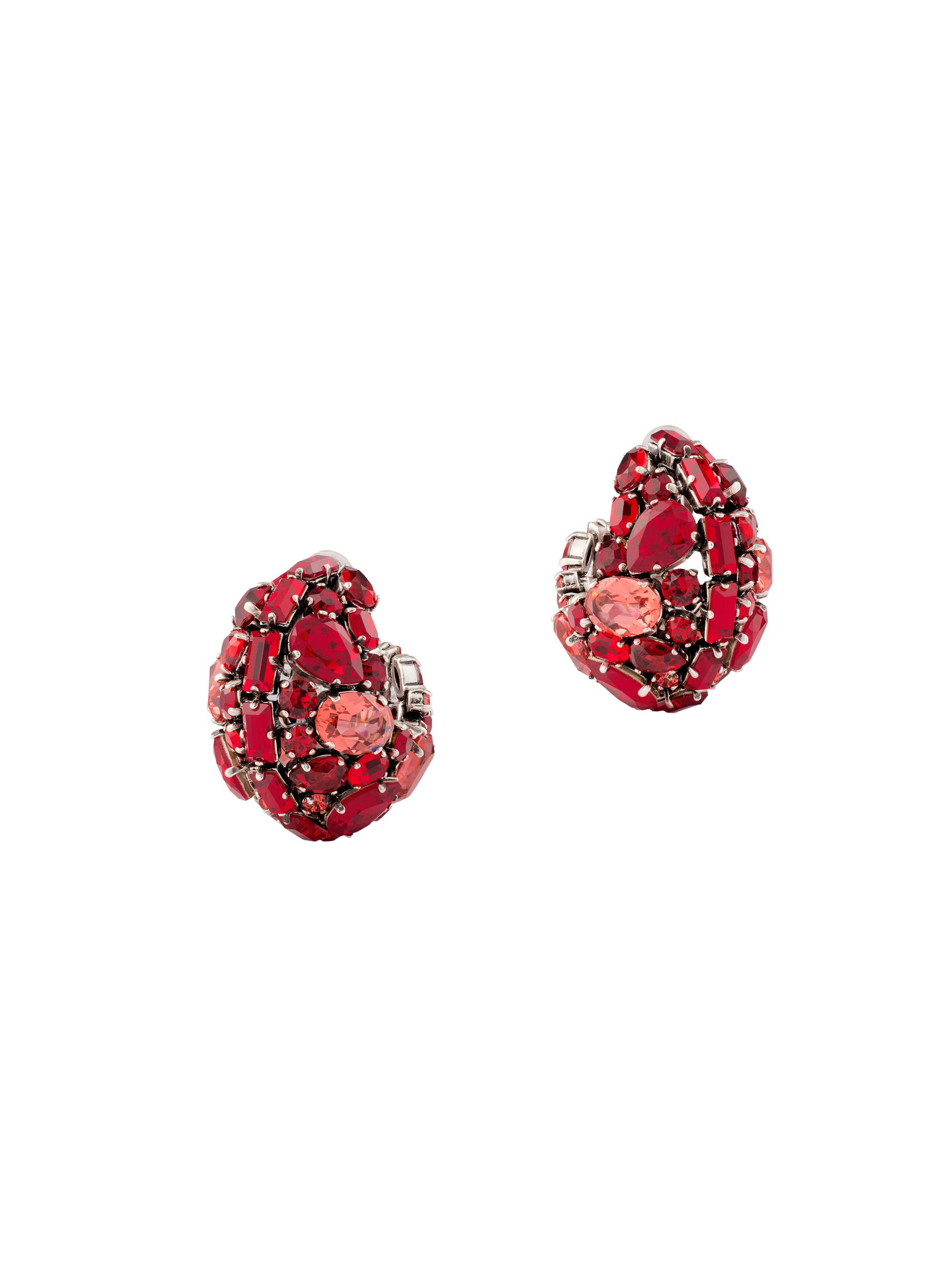 Givenchy Women's Bold Crystals Clip Earrings in Metal and Crystals - Red Silvery