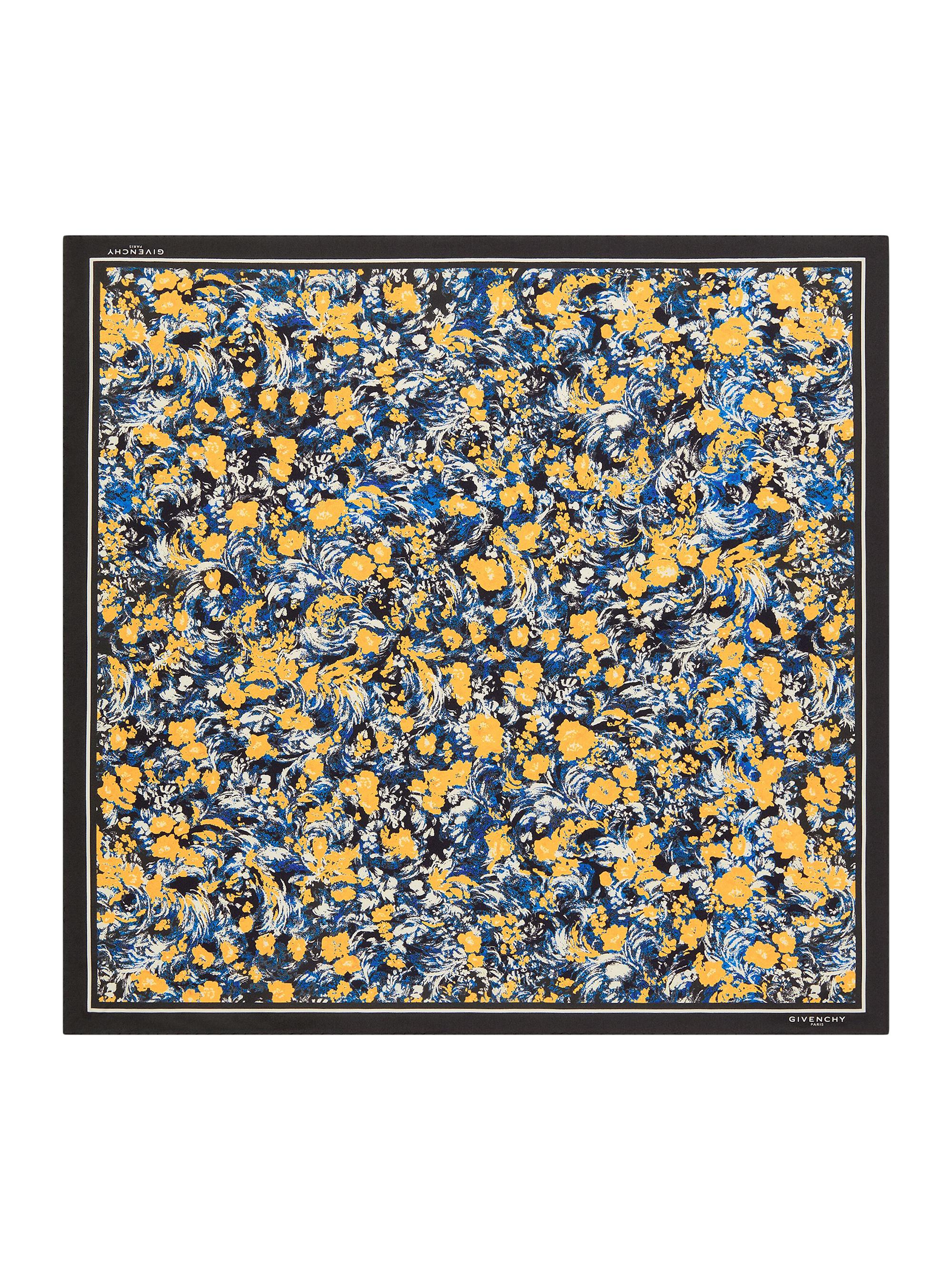 Givenchy Women's Square in Silk with Floral Print - Navy Yellow