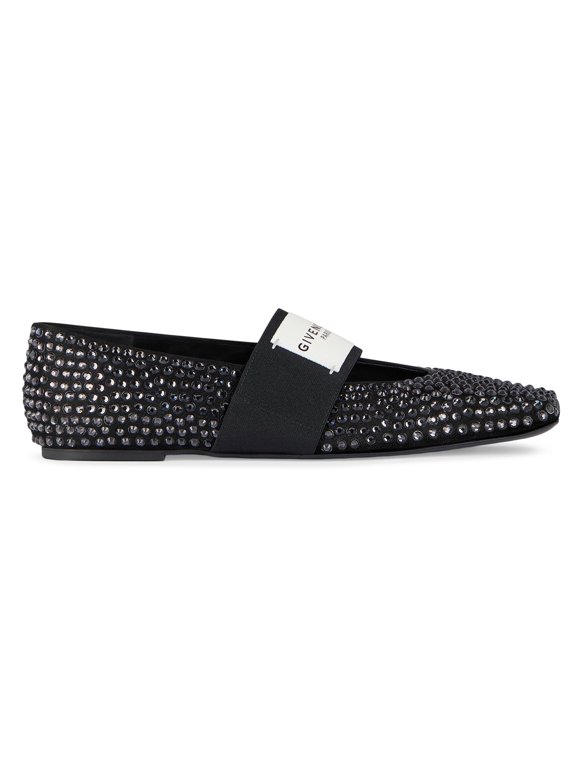 Givenchy Women's Sliced Square Ballerinas in Suede with Strass - Black