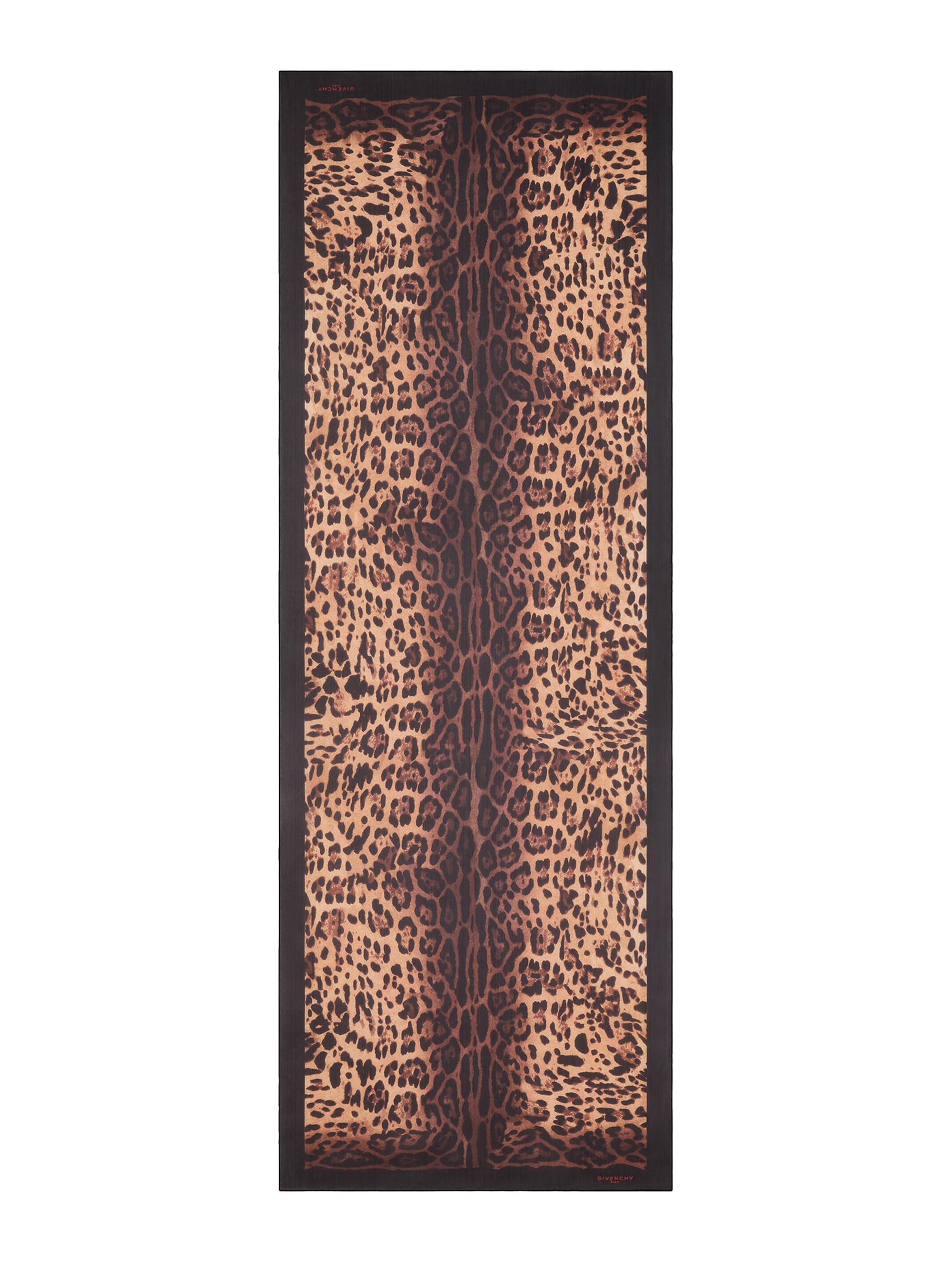 Givenchy Women's Stole in Silk Chiffon with Leopard Print - Brown Black