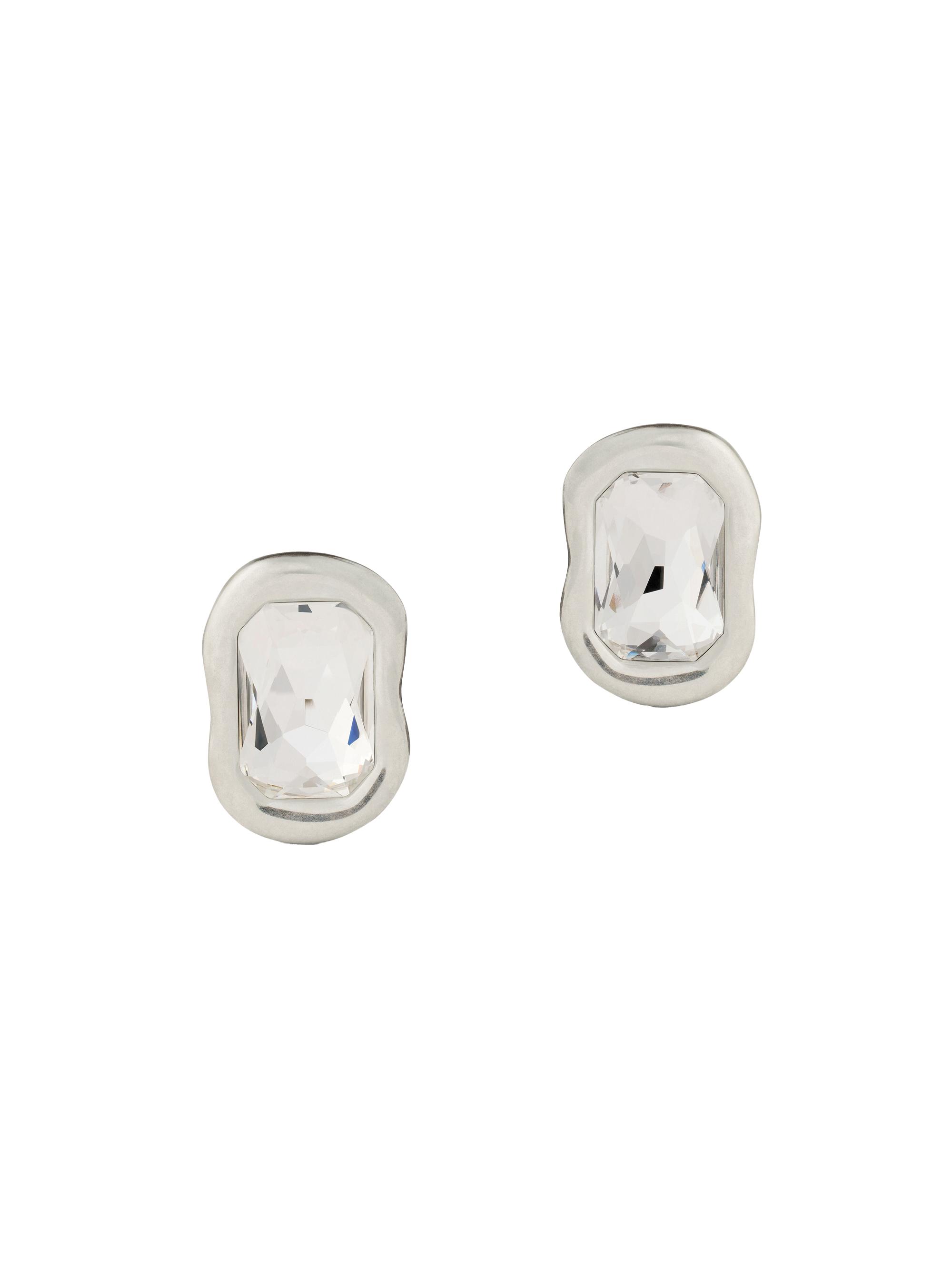 Givenchy Women's Sculptural Crystal Earrings in Metal and Crystals - Antic Silvery