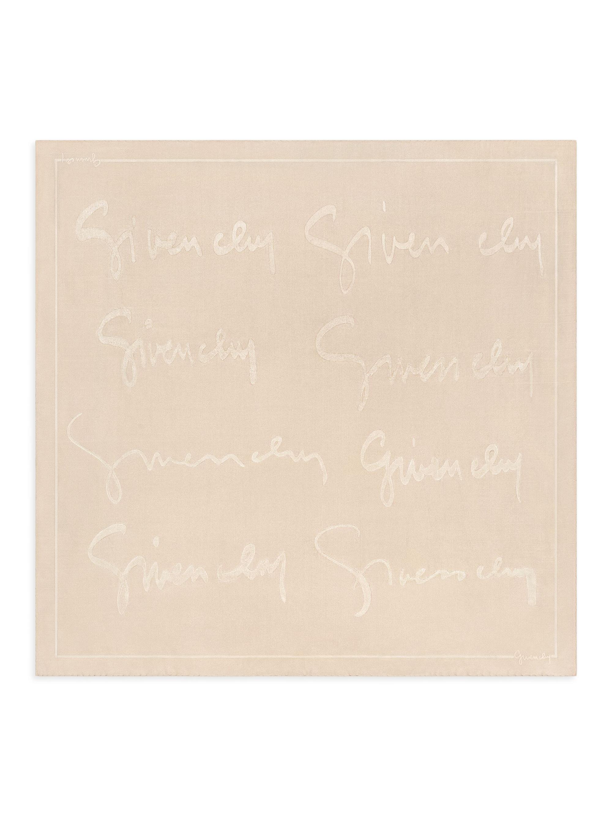 Givenchy Women's Square in Silk Jacquard with Signature - Beige