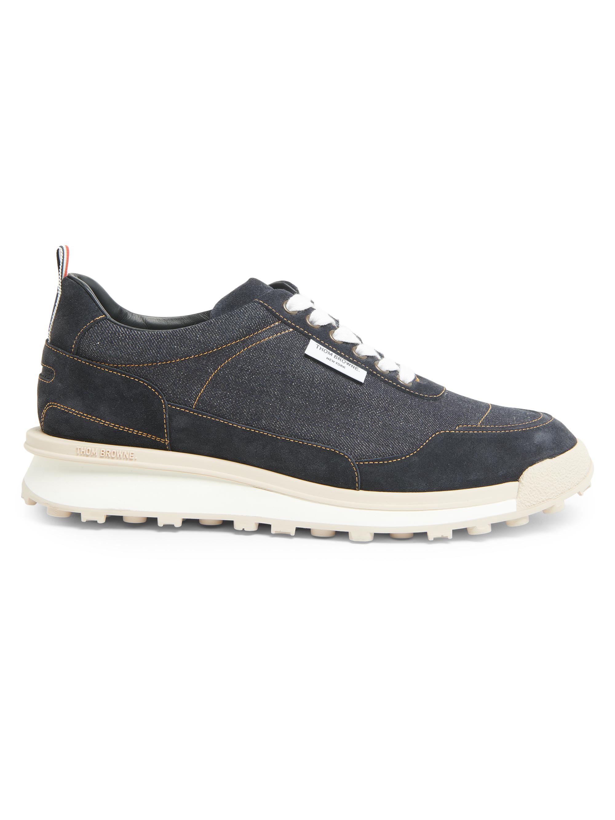 Thom Browne Men's Alumni Tech Denim Low-Top Sneakers - Navy