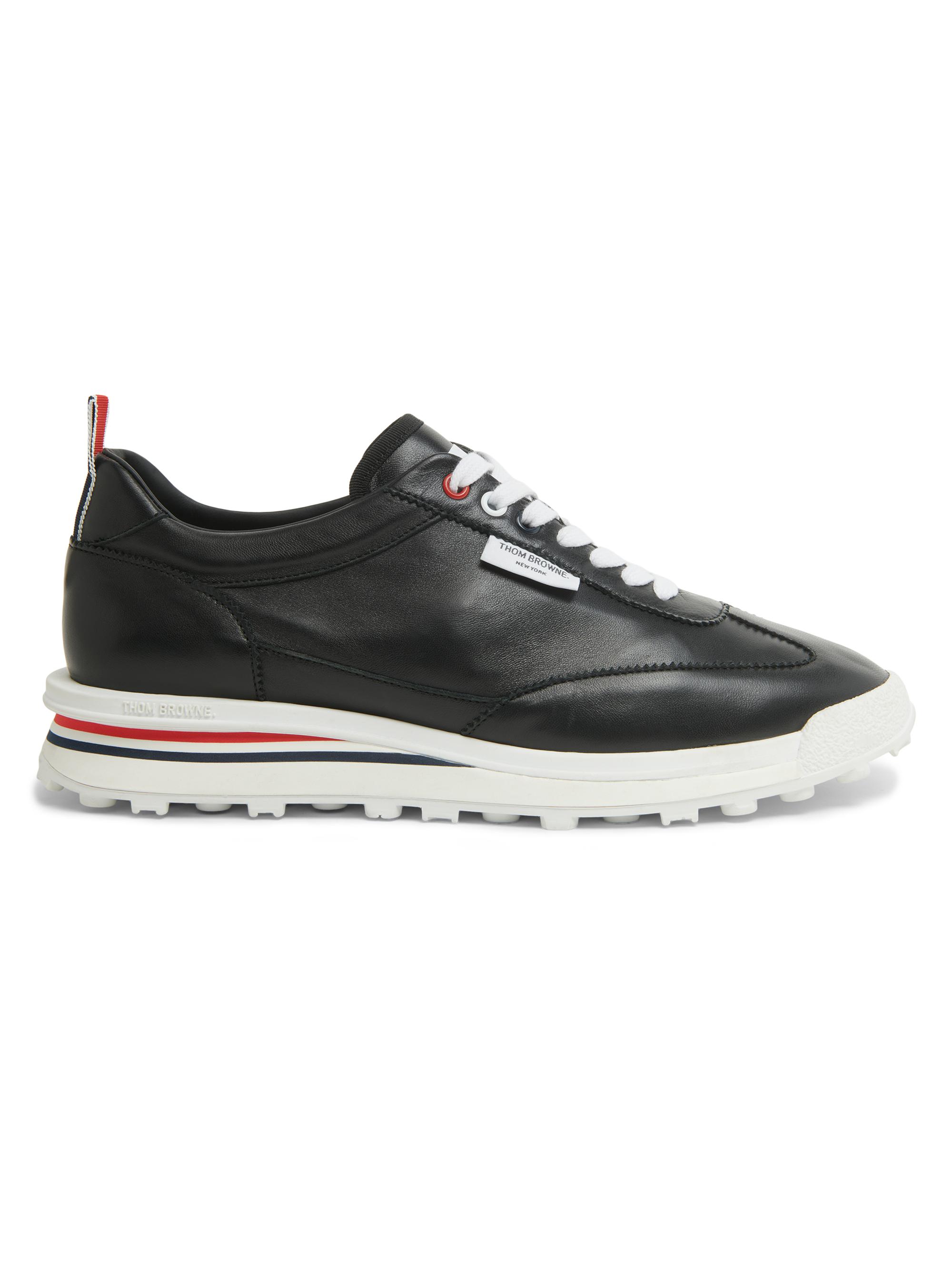 Thom Browne Men's Soft Tech Leather Low-Top Sneakers - Black