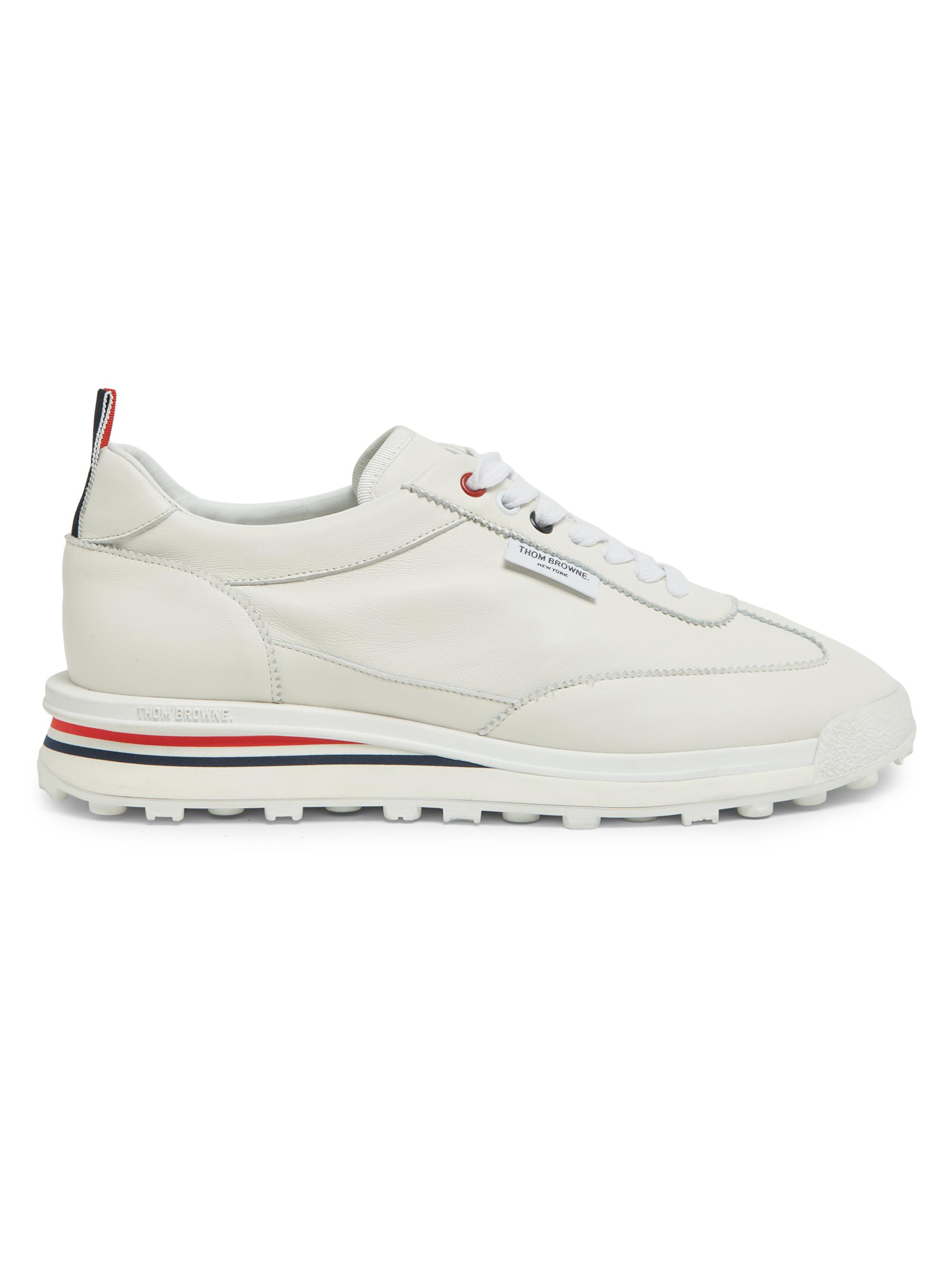 Thom Browne Men's Soft Tech Leather Low-Top Sneakers - White | Thumbnail 6