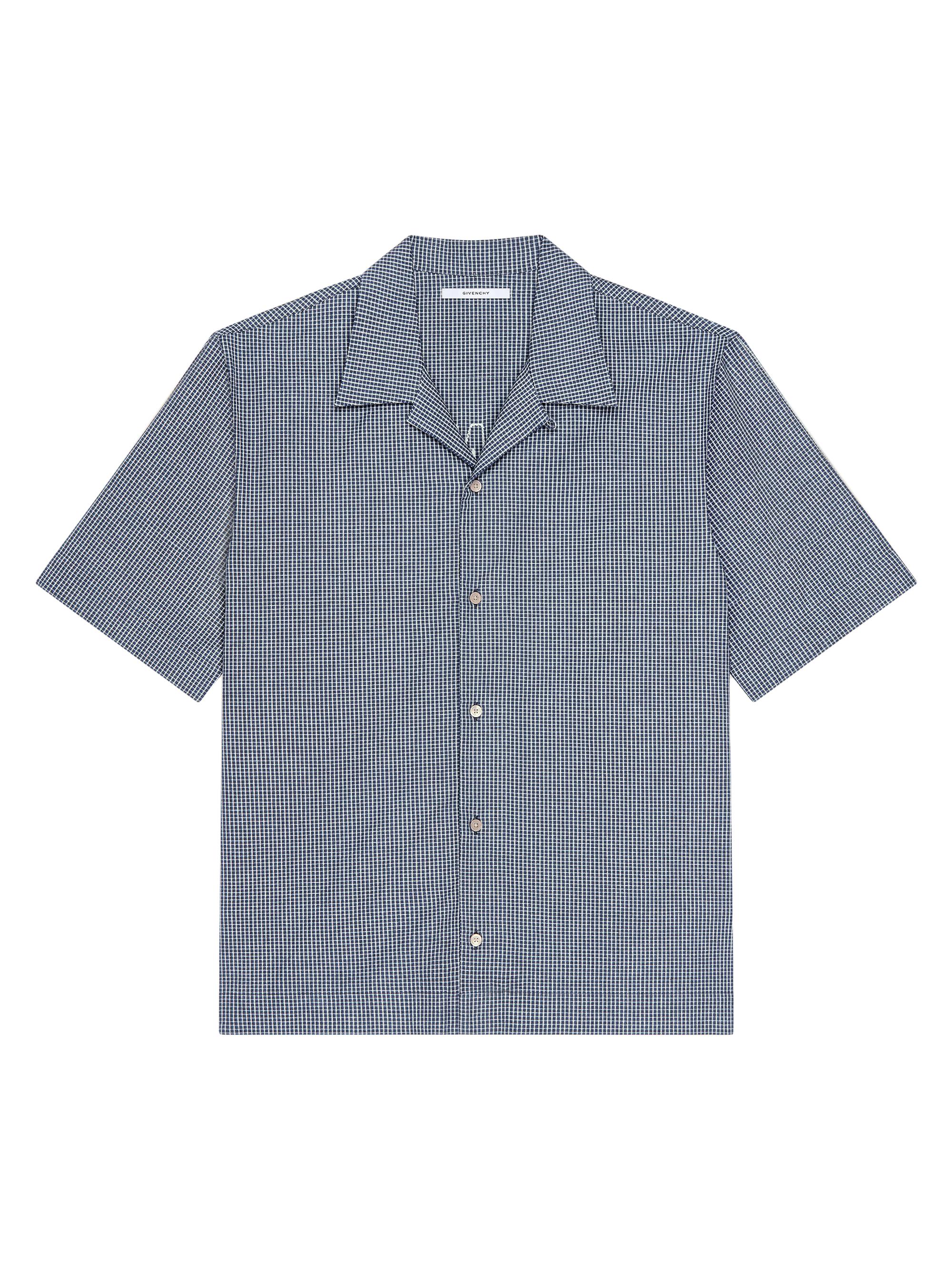 Givenchy Men's Checked Shirt in Cotton with Paris Embroidery - Blue