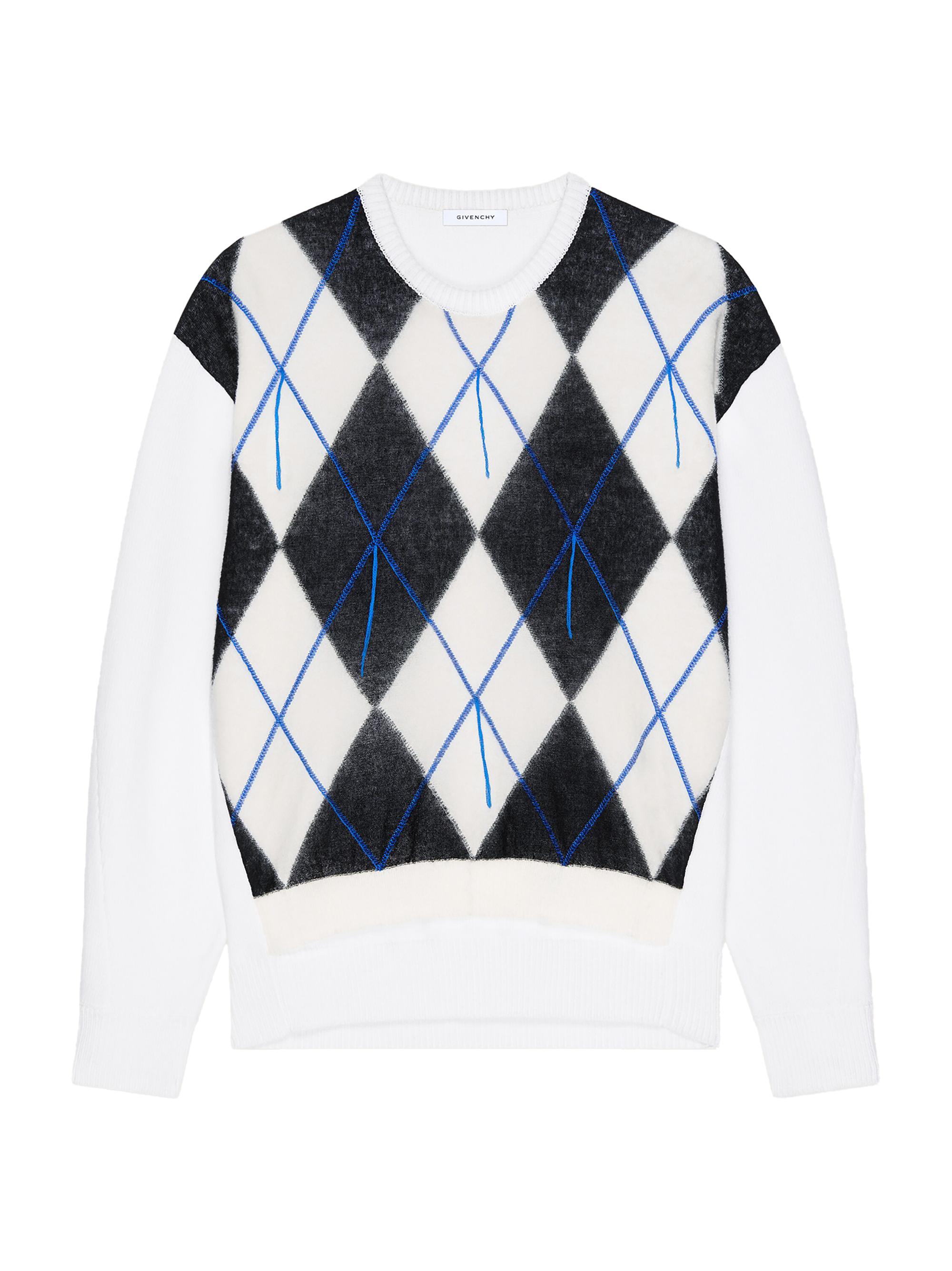 Givenchy Men's Couture Seam Knitted Argyle Sweater - Multicolored