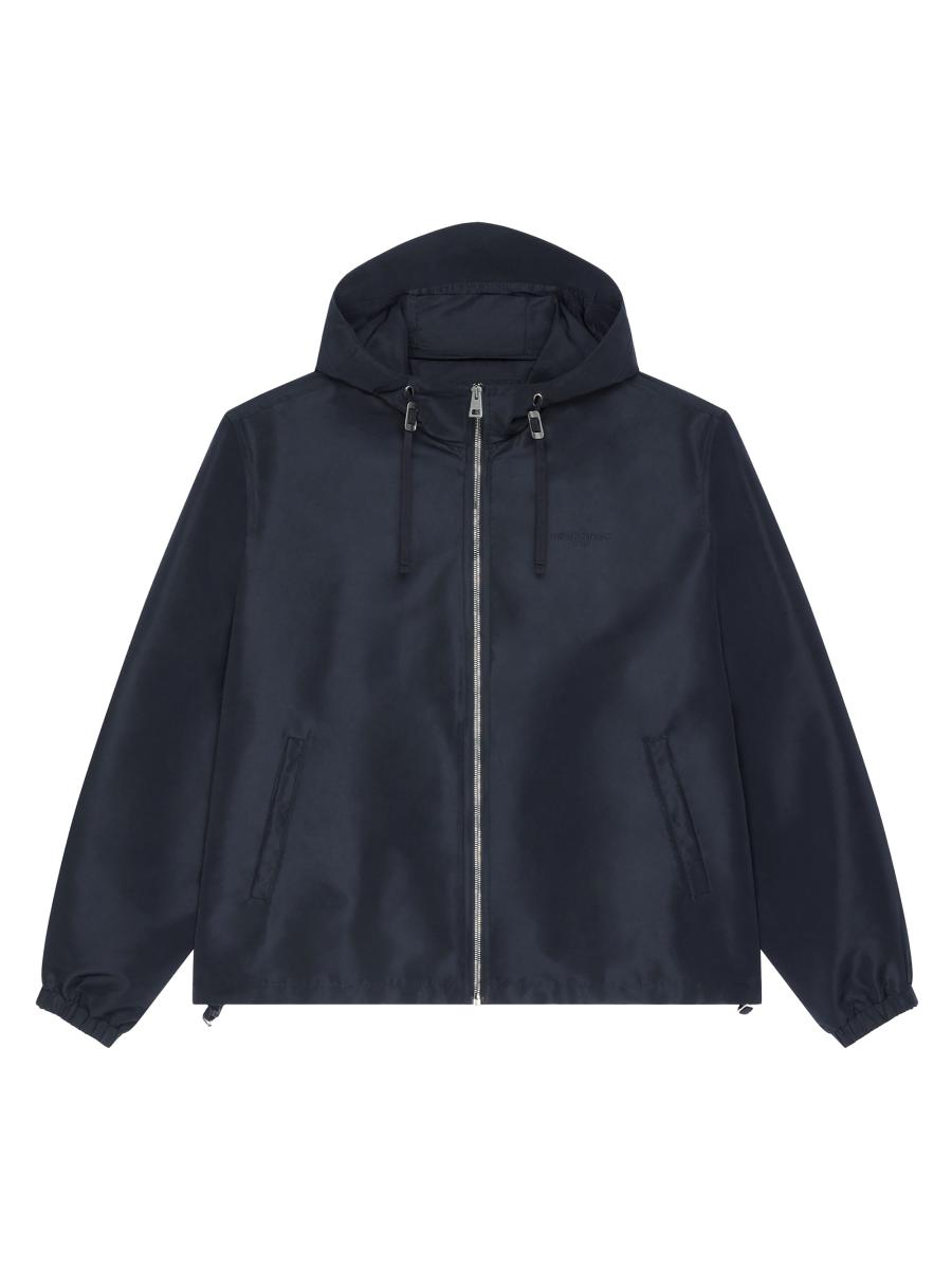 Givenchy Men's Windbreaker Jacket In Polyfaille Embroidered Paris In Blue