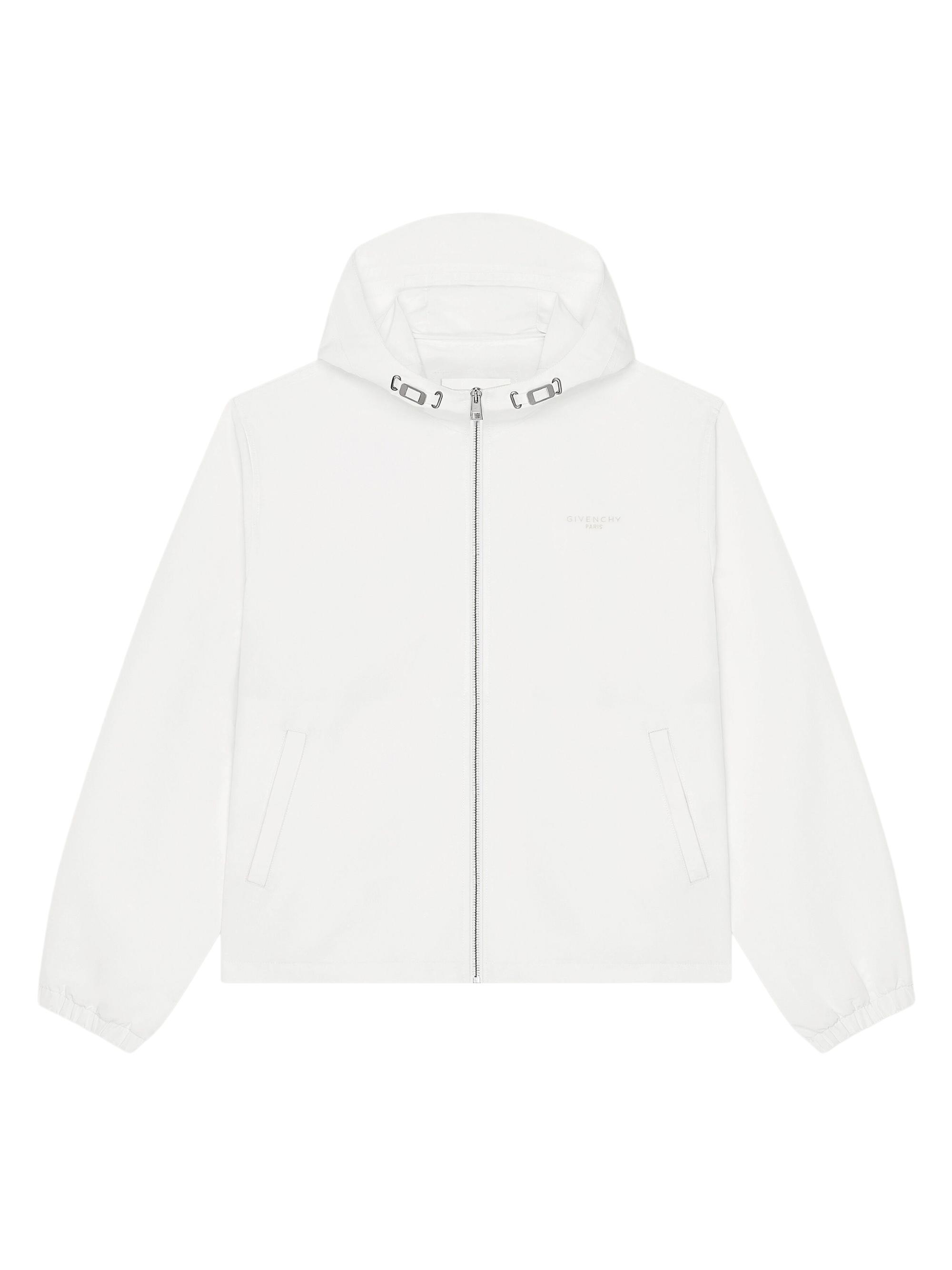 Givenchy Men's Windbreaker Jacket in Polyfaille Embroidered Paris - White
