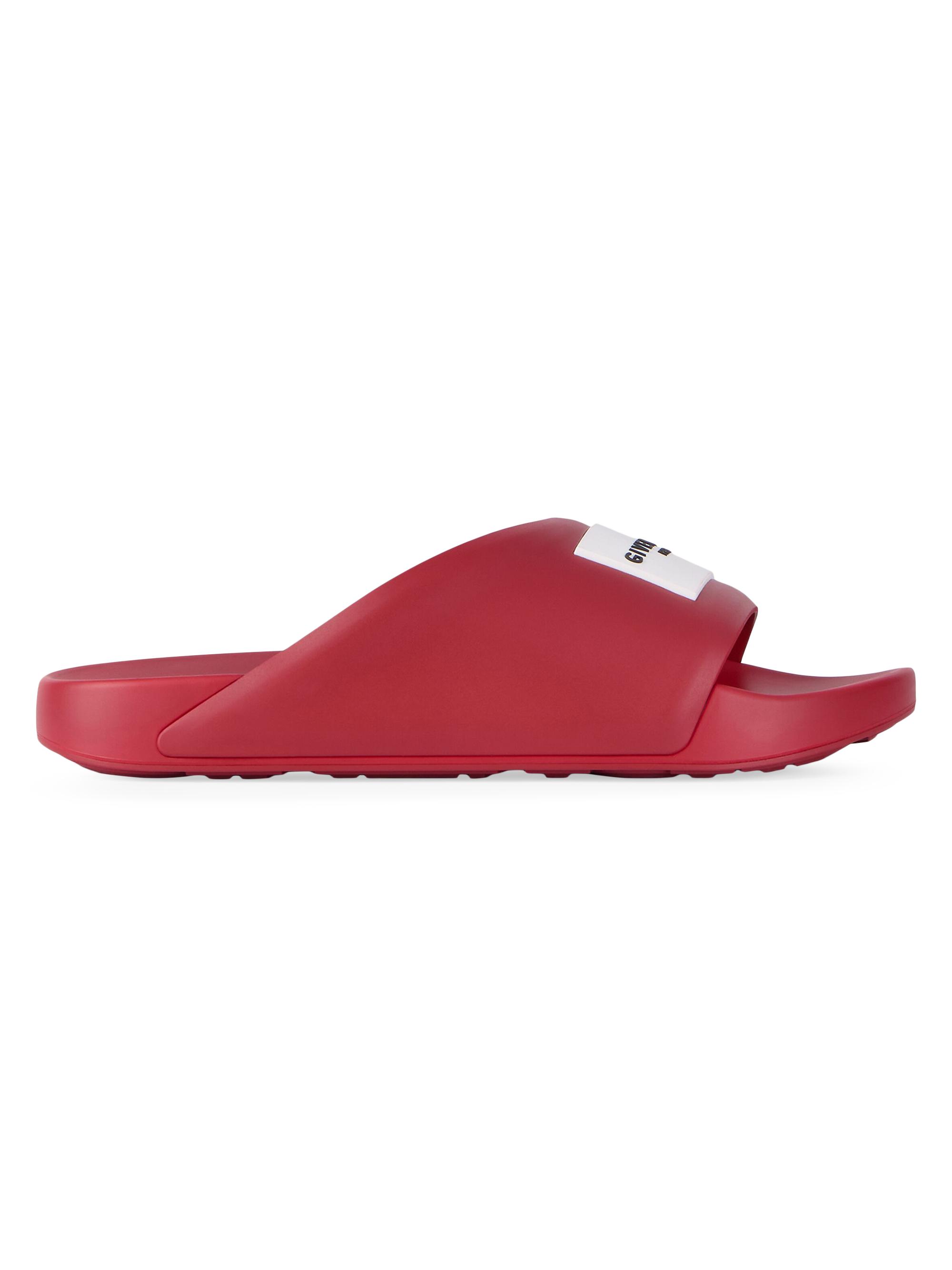 Givenchy Men's Label Slide Flat Mules in Rubber - Vermillon
