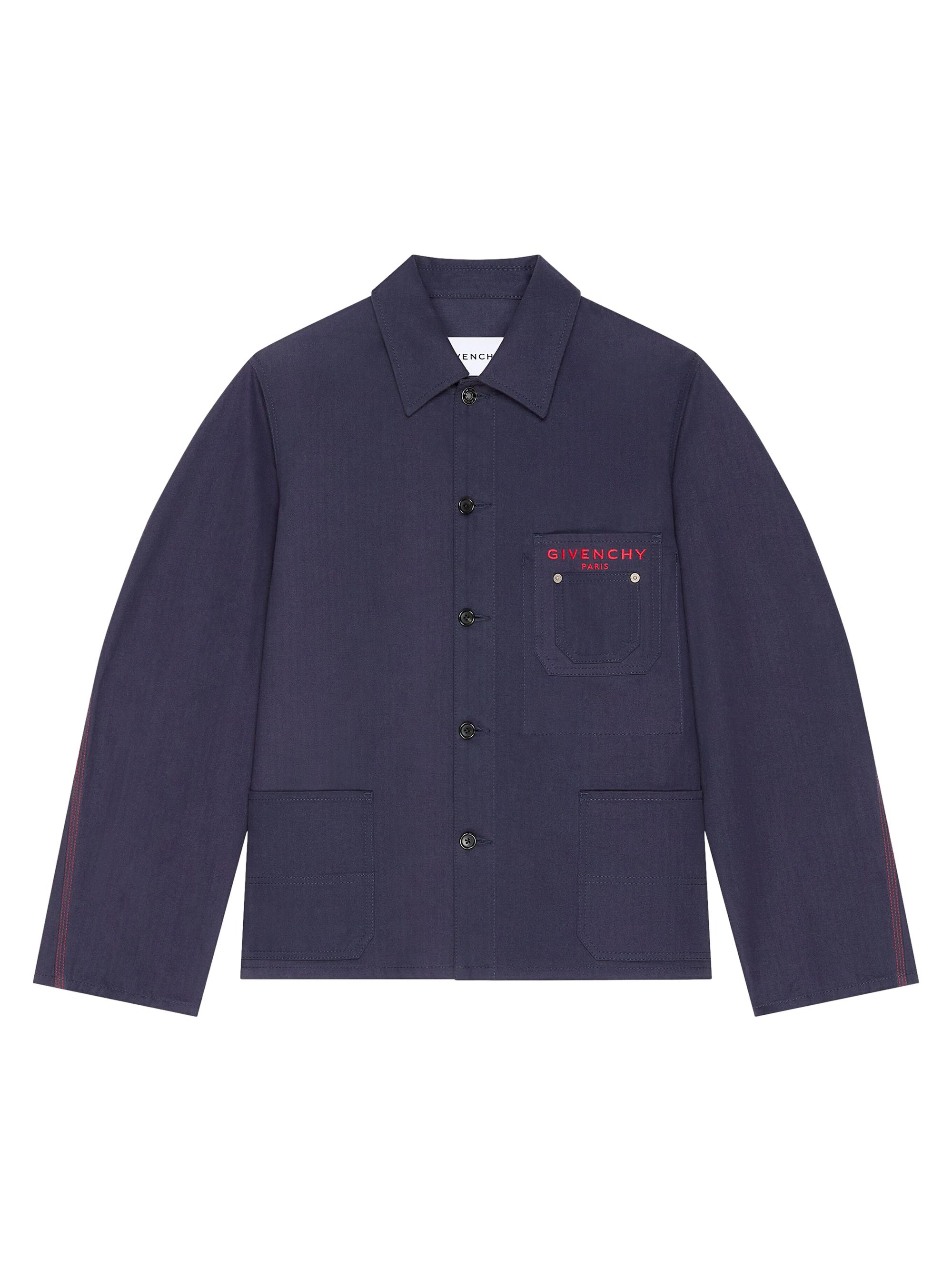 Givenchy Men's Couture Seam Jacket in Denim Embroidered Paris - Navy