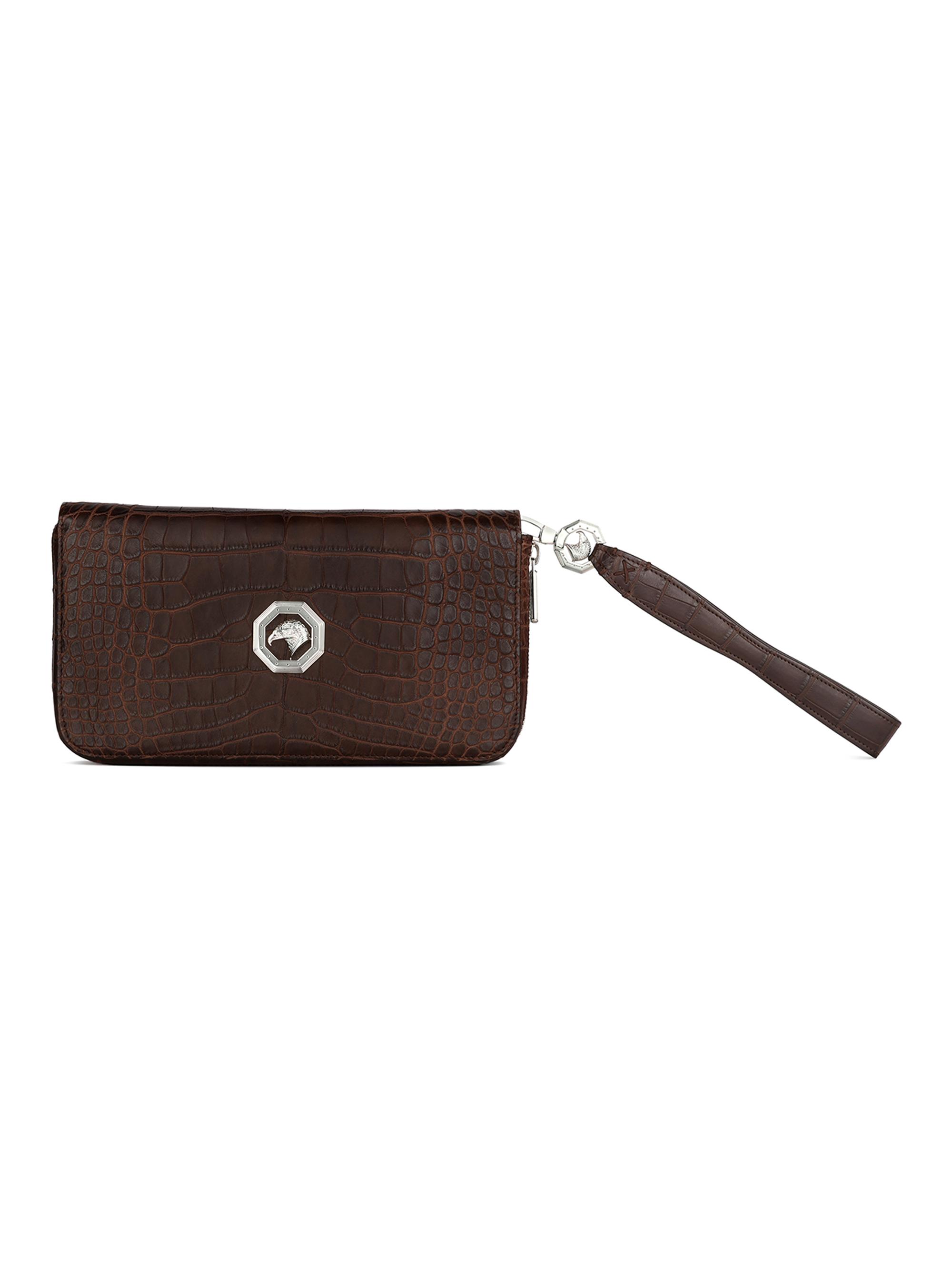 Stefano Ricci Men's Sophisticated Crocodile Bag with Detachable Handle - Dark Brown
