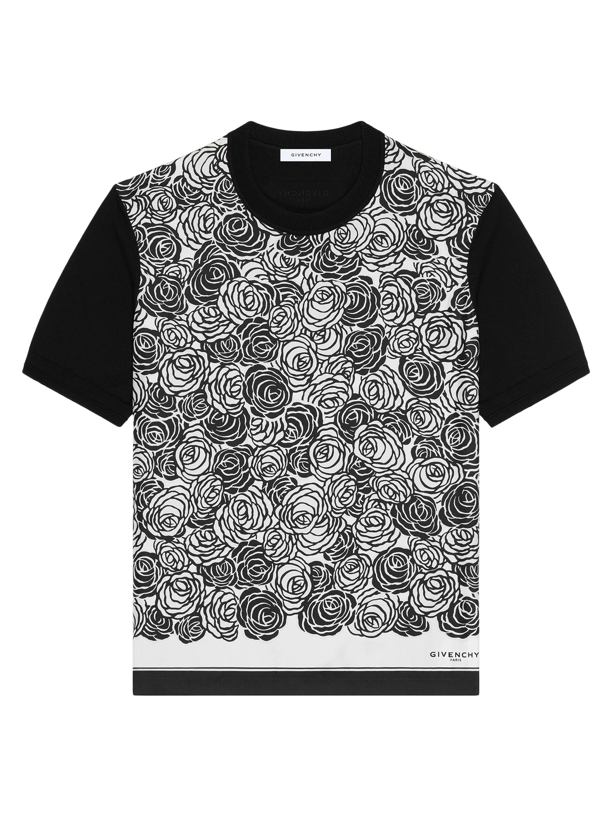 Givenchy Men's T-Shirt in Cotton Knit with Flowers Print - Black