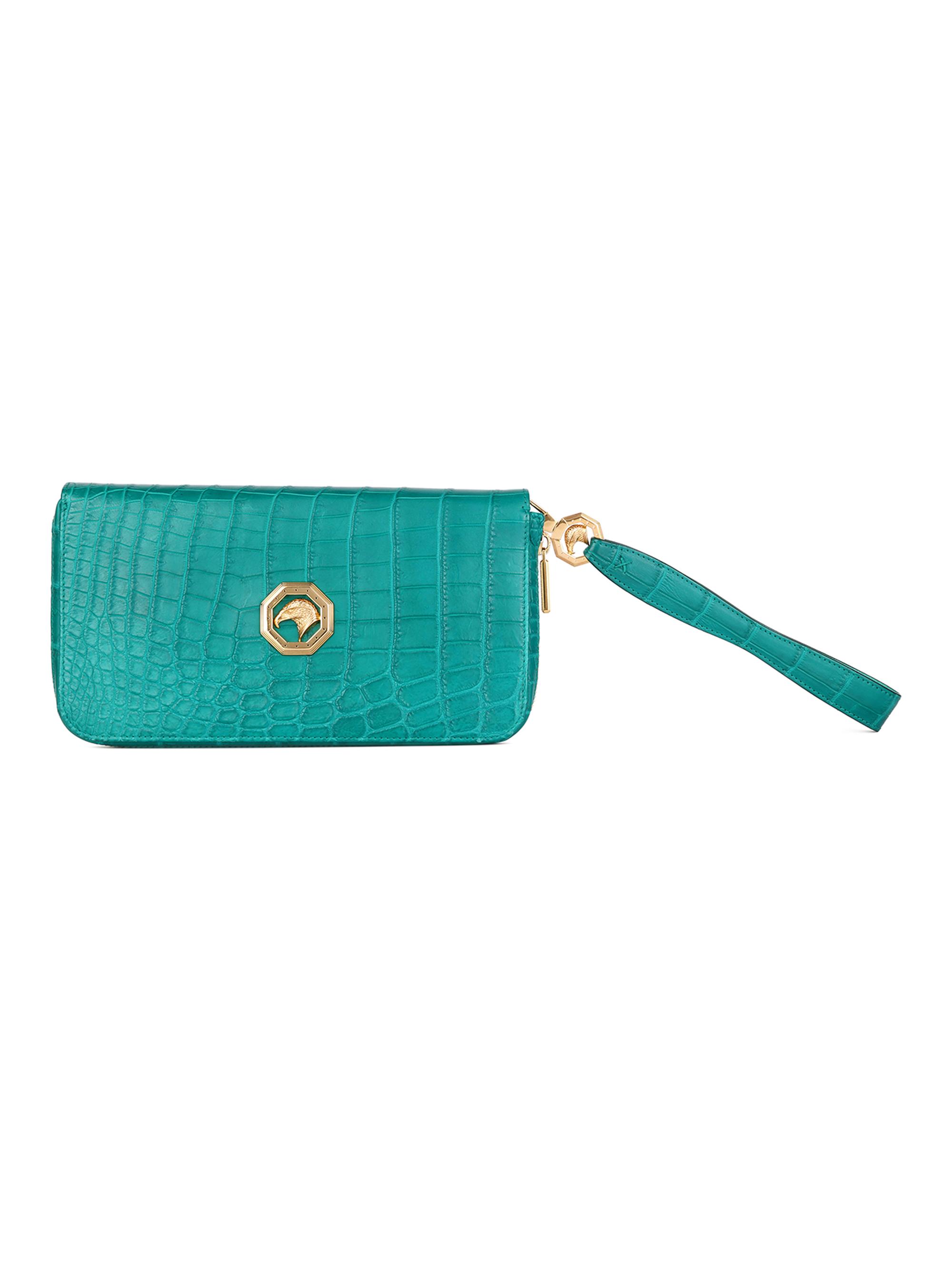 Stefano Ricci Men's Exquisite Crocodile Leather Wallet - Turquoise - Women's Bags